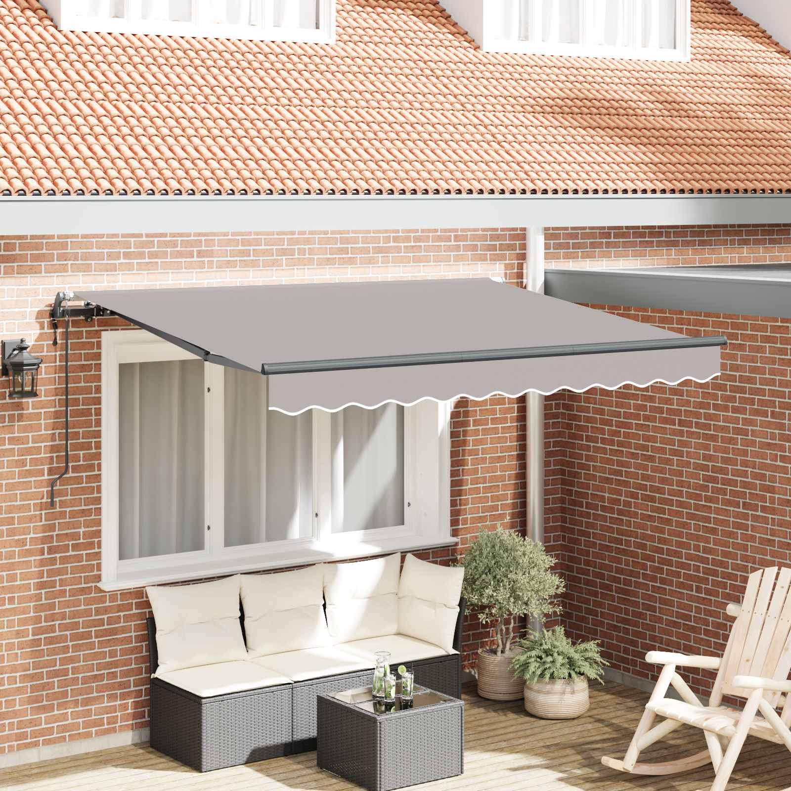 Skrovita tenda Svijetlo siva 300 x 200 cm tkanina