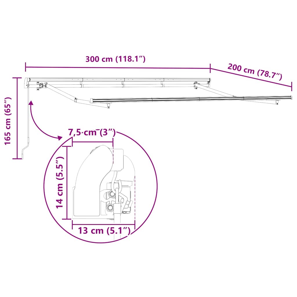 Skrovita tenda Zelena 300 x 200 cm tkanina