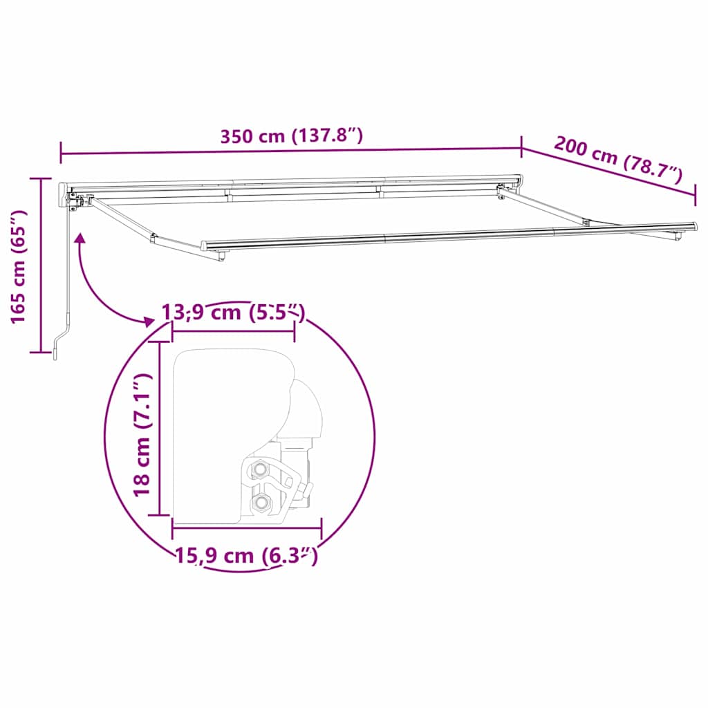 Okvir tende Šareni 350 x 200 cm Poliester s PU premazom