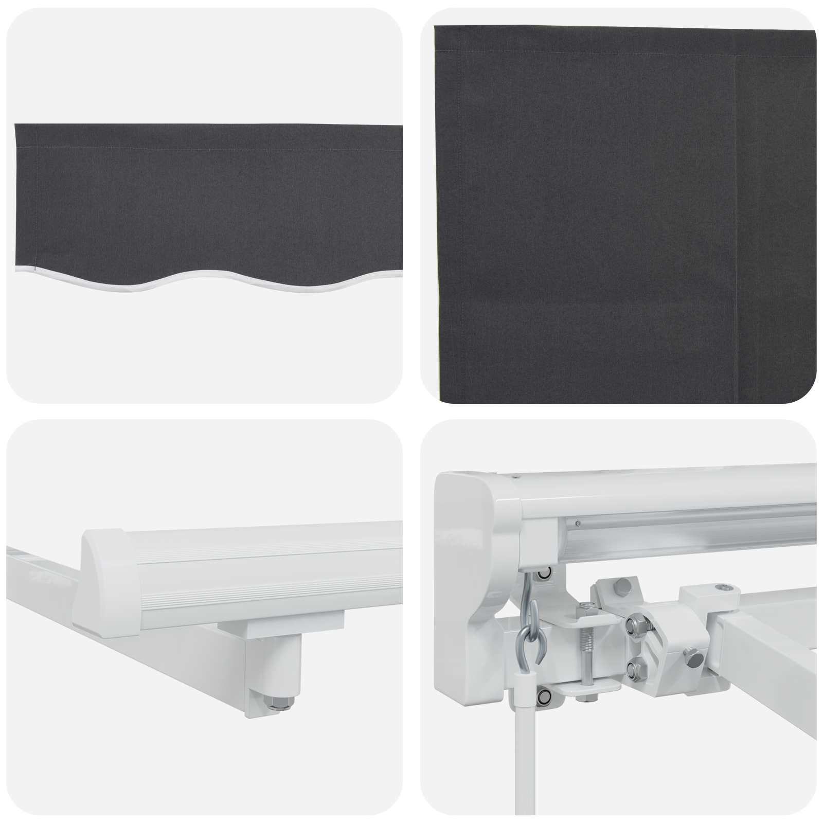 Skrovita tenda Antracit 400 x 200 cm Poliester i aluminij