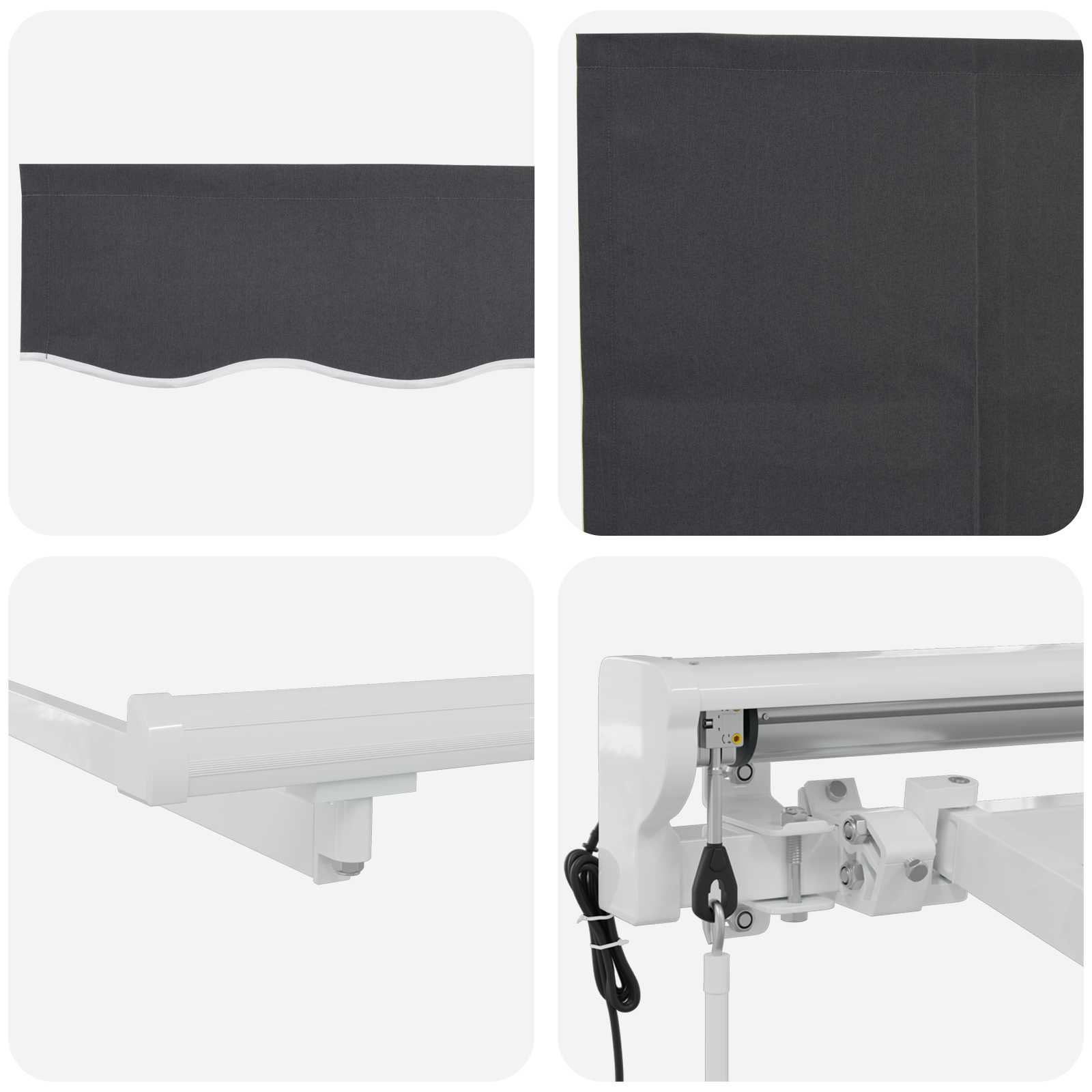 Skrovita tenda Antracit 400 x 200 cm Poliester i aluminij