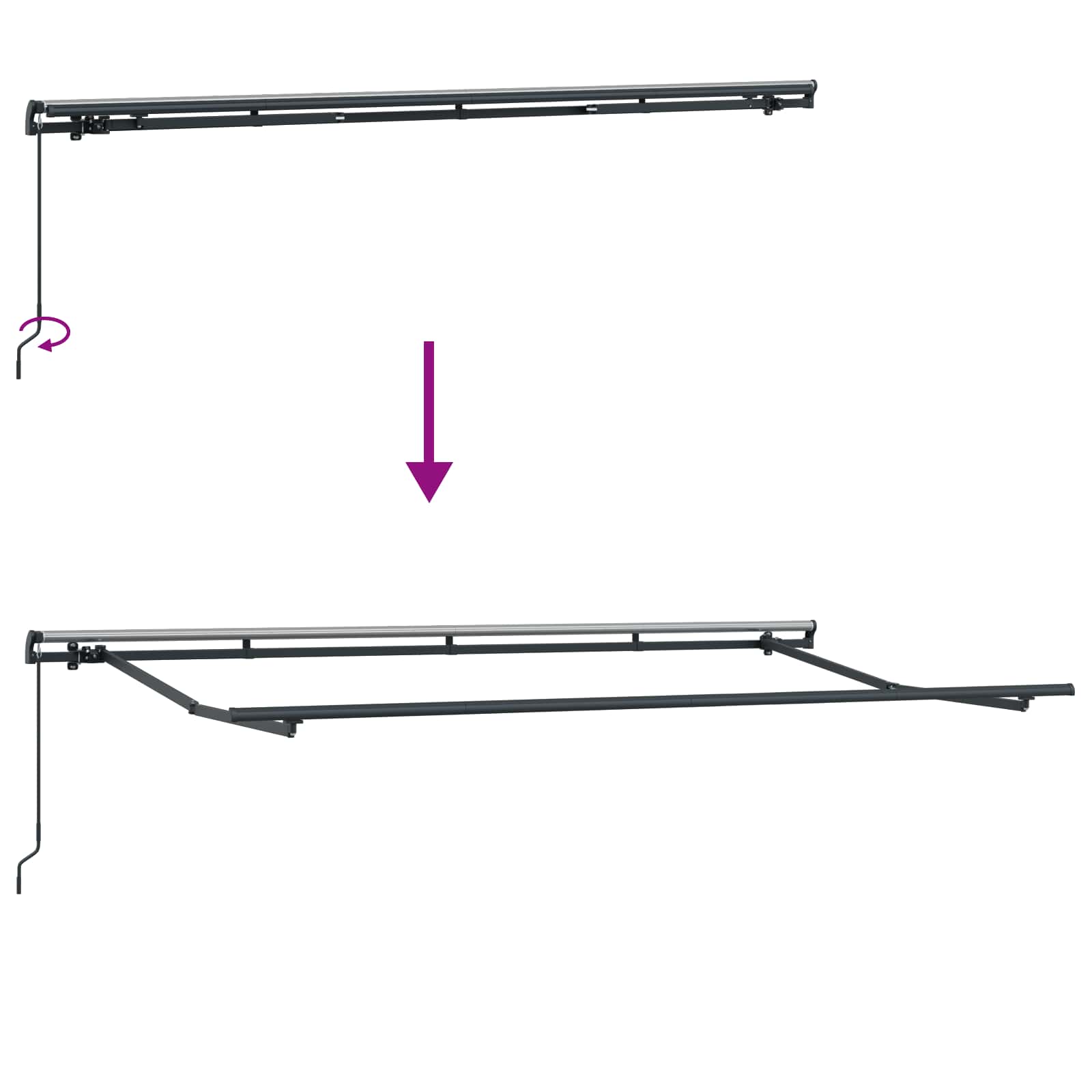 Skrovita tenda Antracit 400 x 200 cm Poliester i aluminij