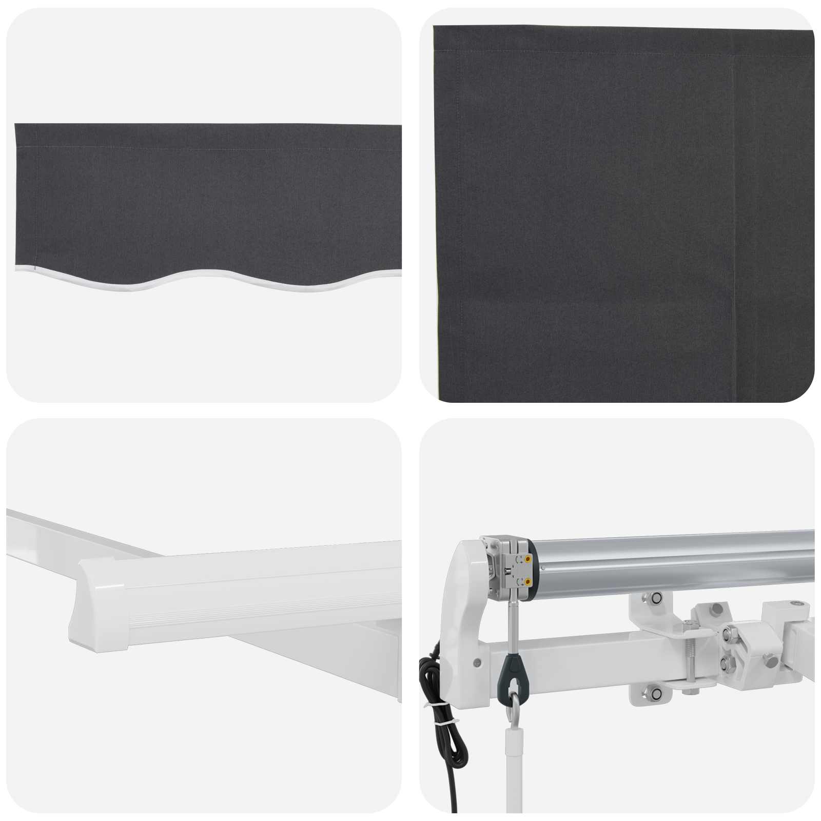 Skrovita tenda Antracit 400 x 200 cm Poliester i aluminij