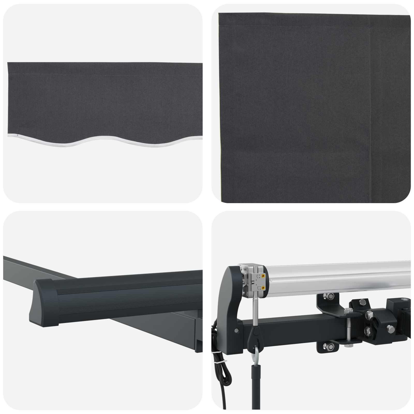 Skrovita tenda Antracit 400 x 200 cm Poliester i aluminij