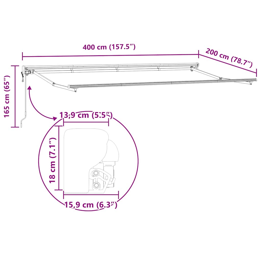 Okvir tende Antracit i bijelo 400 x 200 cm