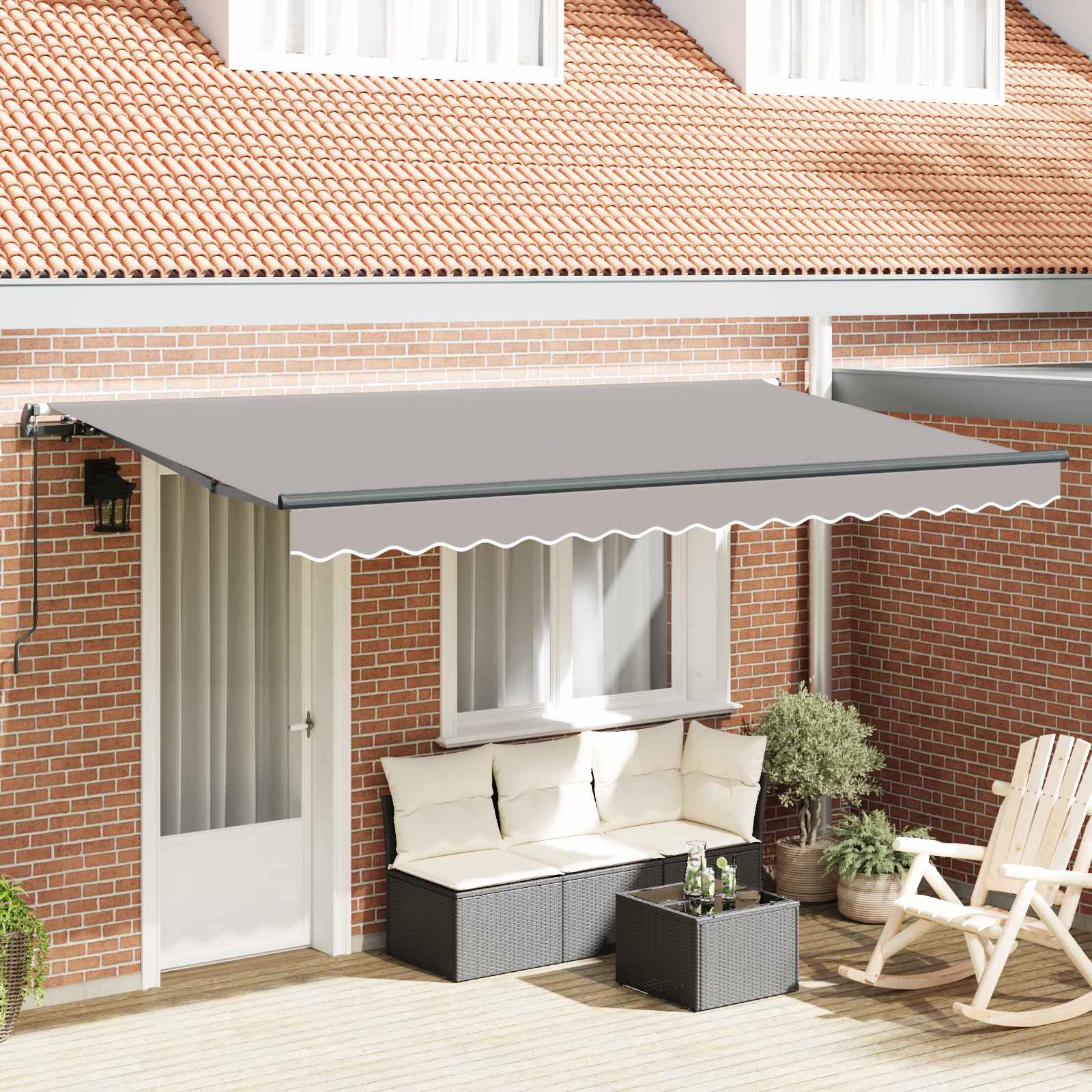 Skrovita tenda Svijetlo siva 400 x 200 cm tkanina