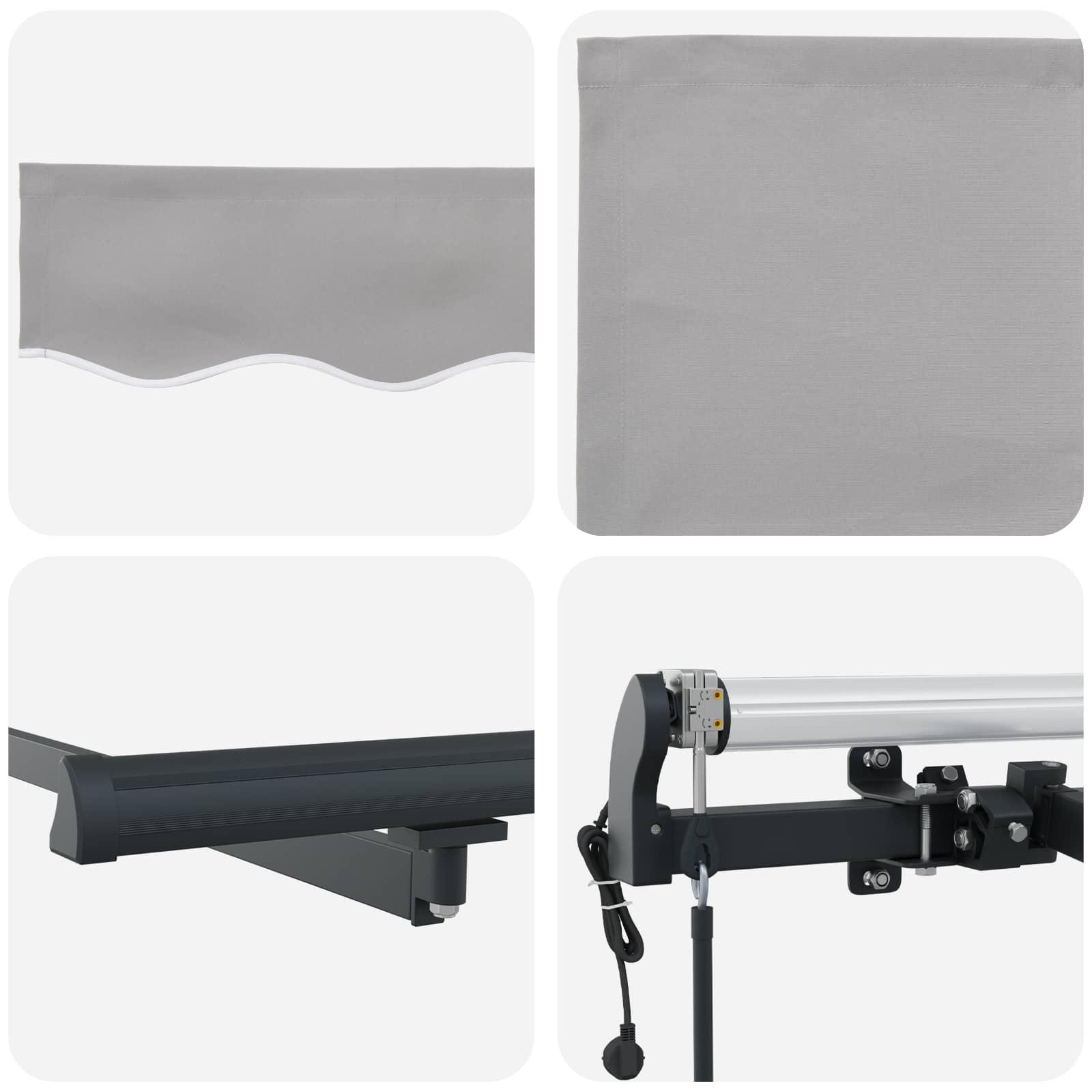Skrovita tenda Svijetlo siva 400 x 200 cm tkanina
