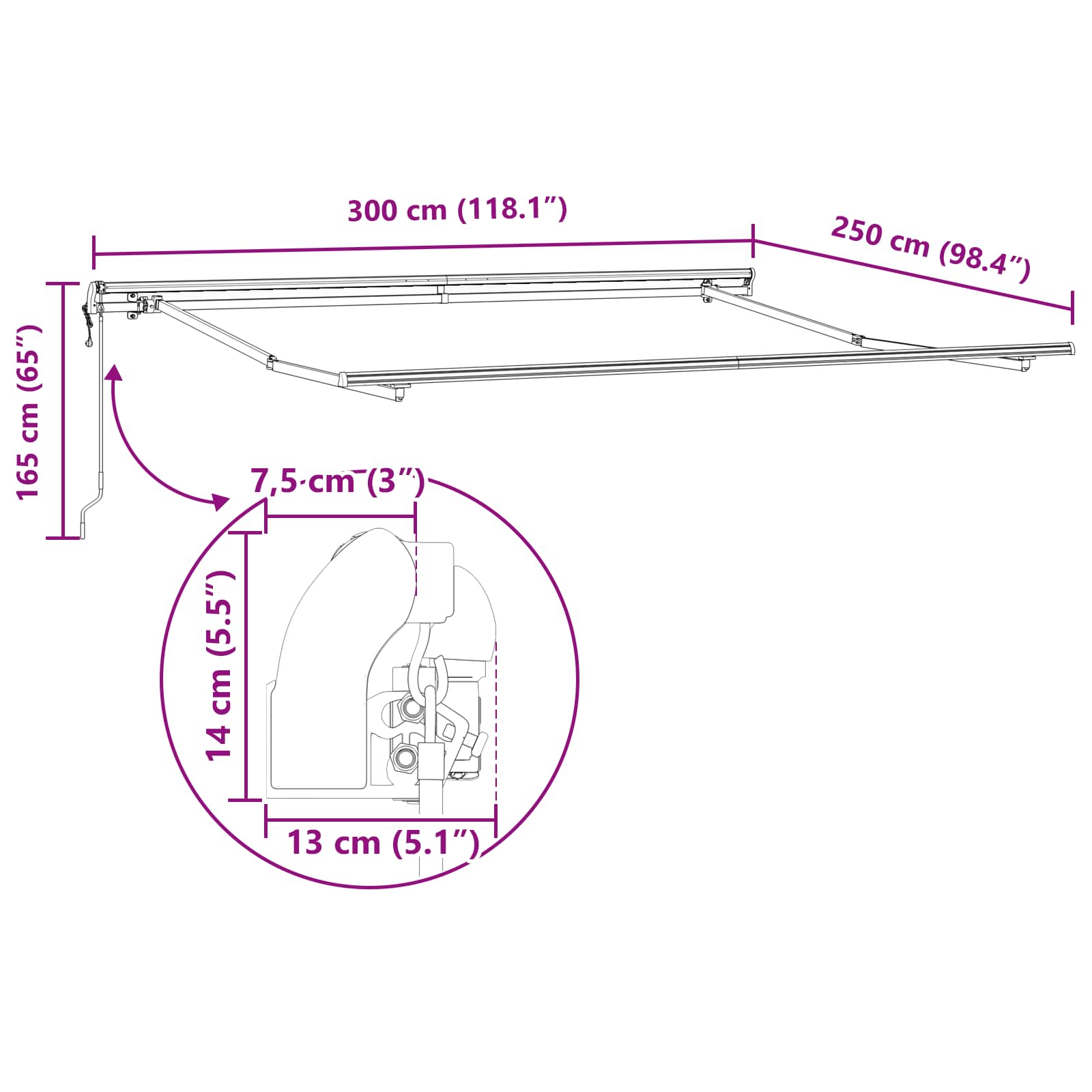 Povlačivi tende narančasta i smeđa 300 x 250 cm
