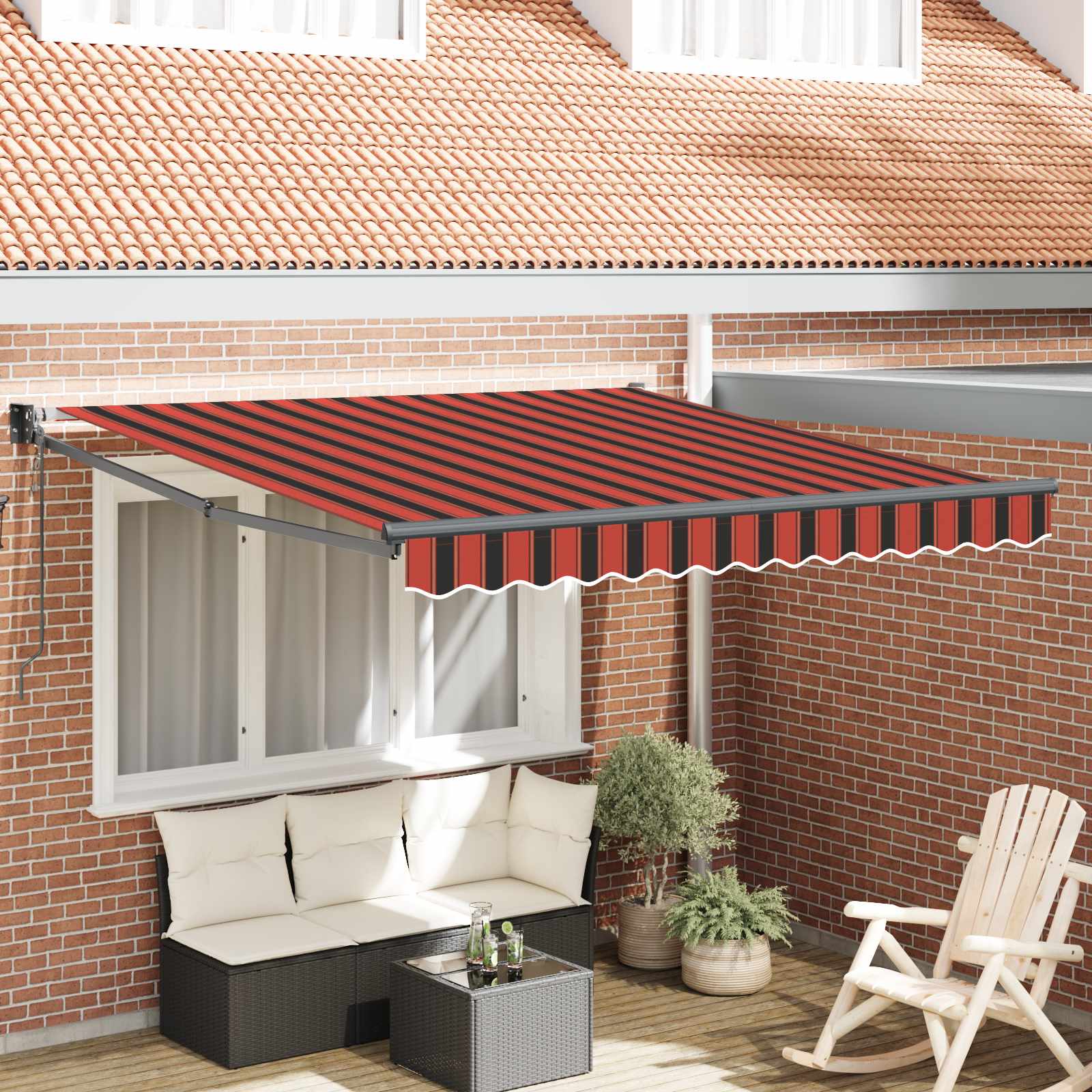 Nadstrešnica Crvena i Crna 350 x 250 x 165 cm Poliester i metal