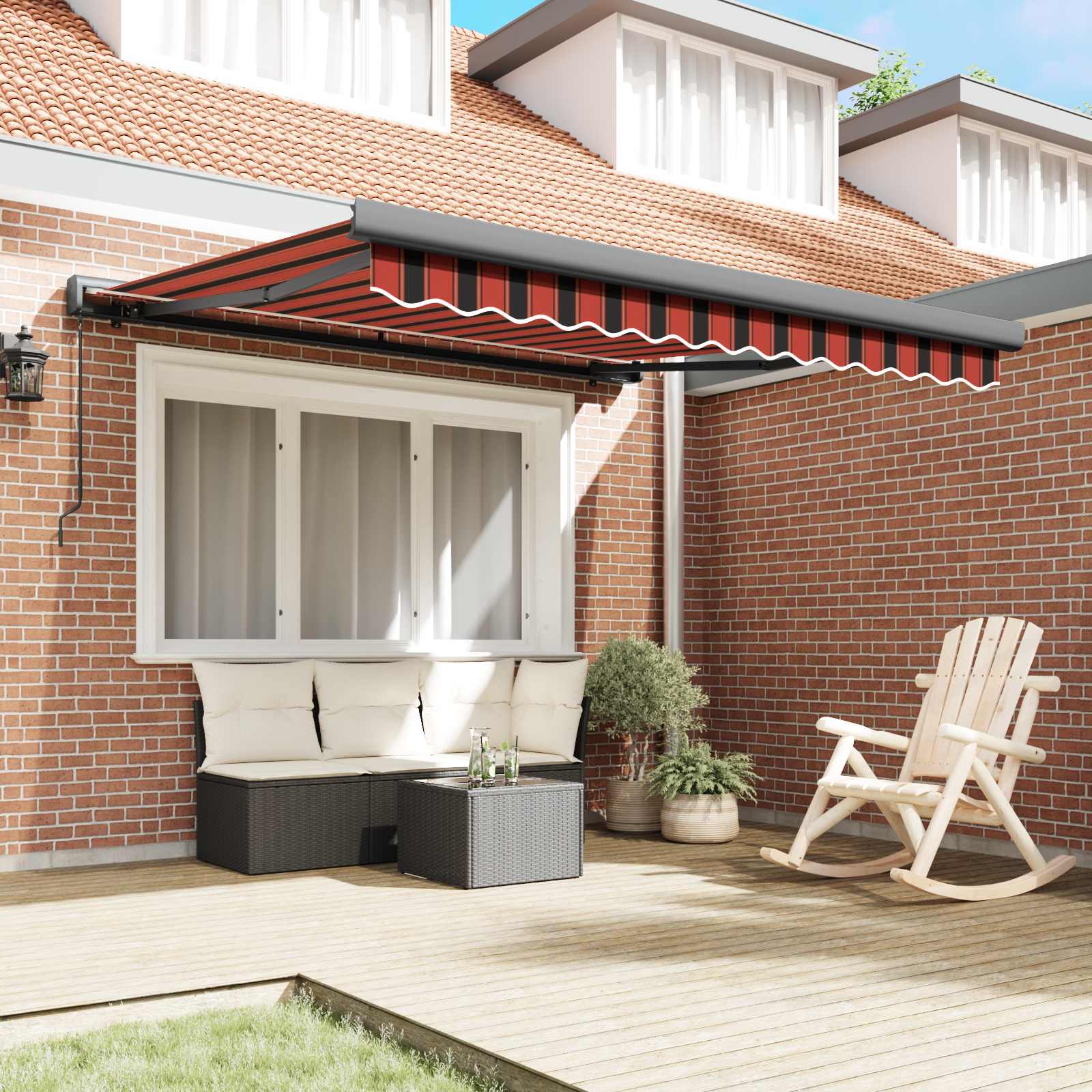 Povlačivi tende Crvena i Crna 350 x 250 cm Platno i Aluminij