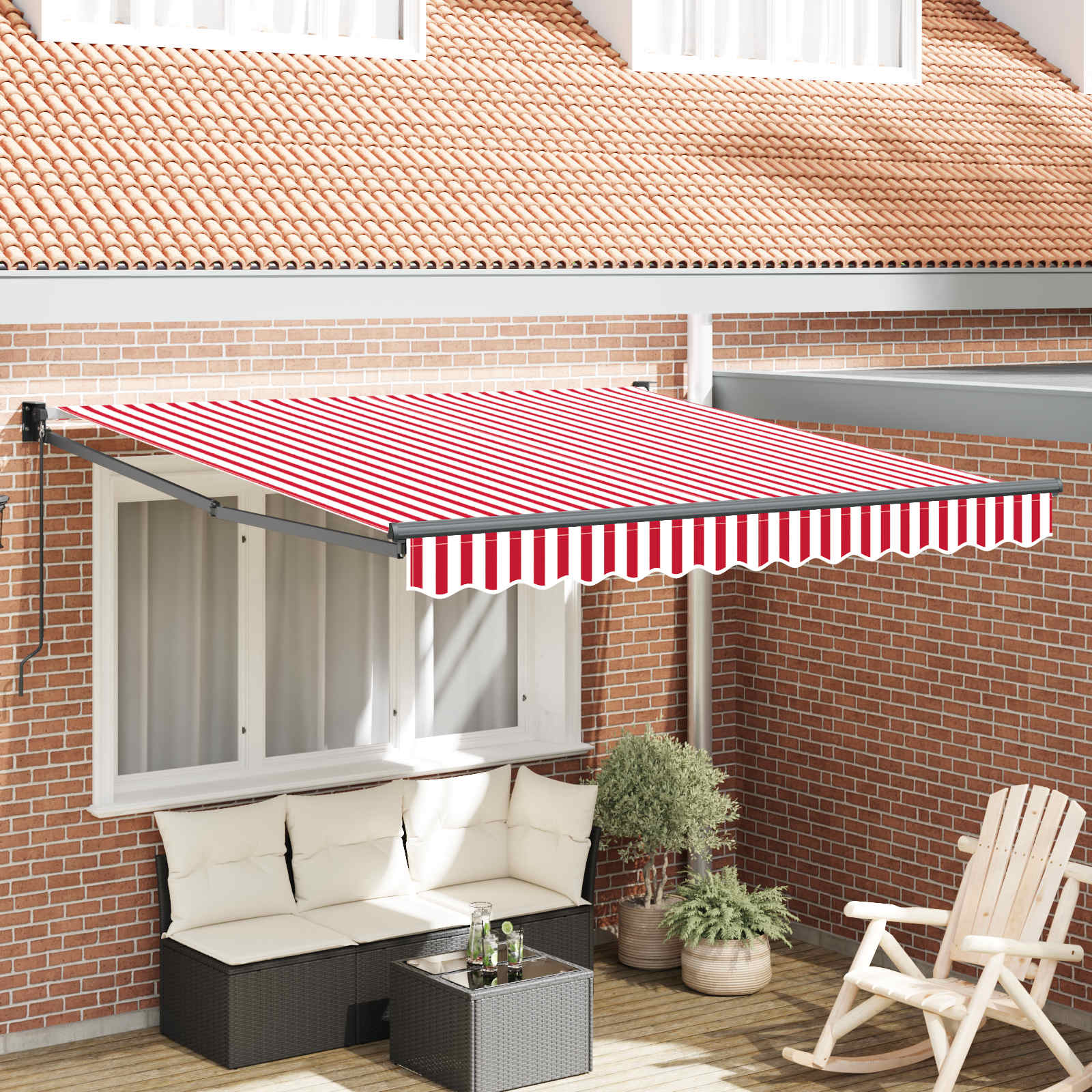 Povlačivi tende Crvena i bijela 350 x 250 cm