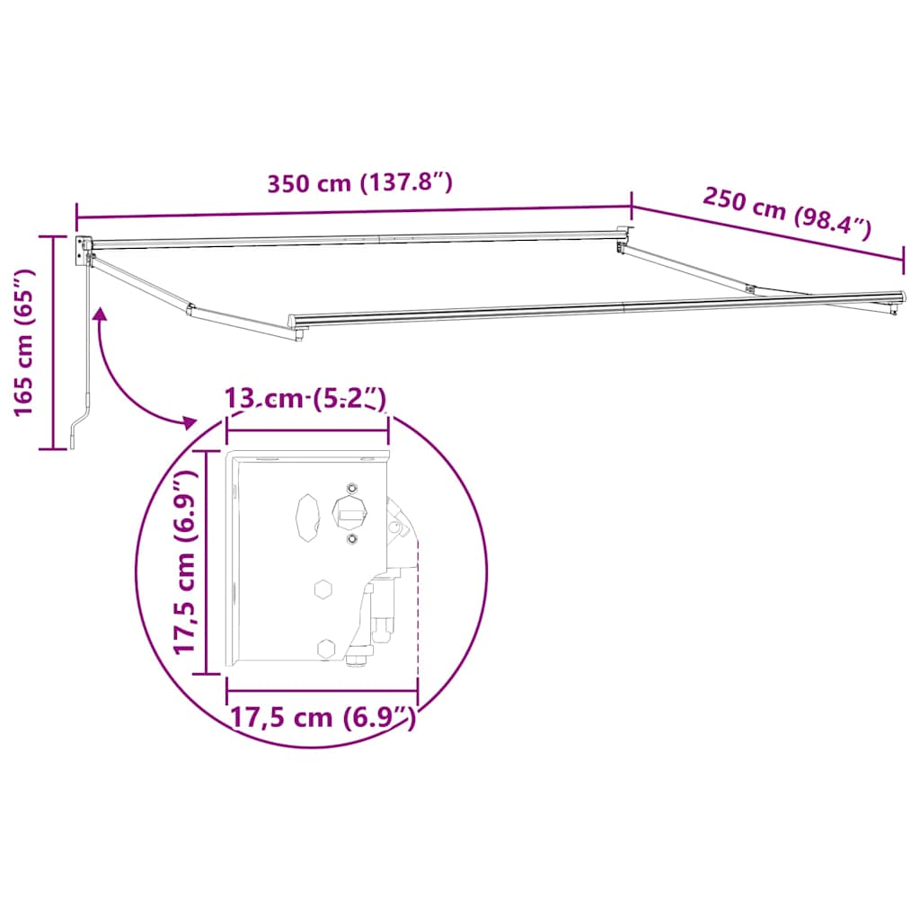 Povlačivi tende Šareni 350 x 250 cm 100% Poliester i Aluminij