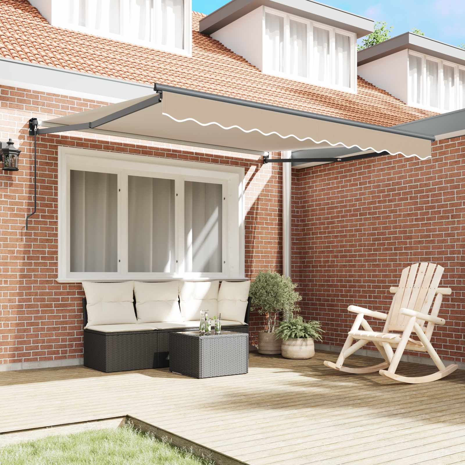 Povlačivi tende Bež 350 x 250 cm 100% Poliester i Aluminij