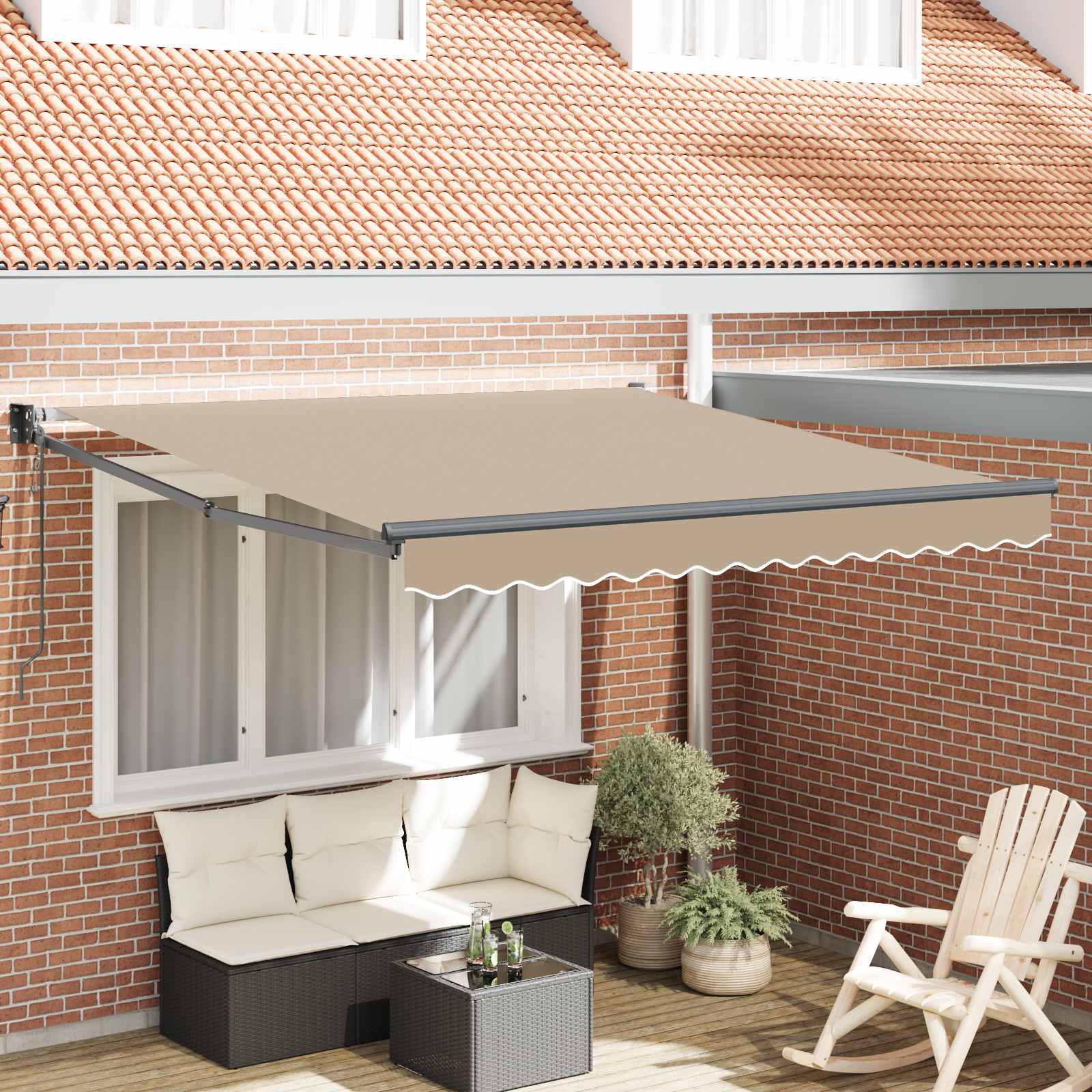 Nadstrešnica Bež 350 x 250 cm Poliester i metal