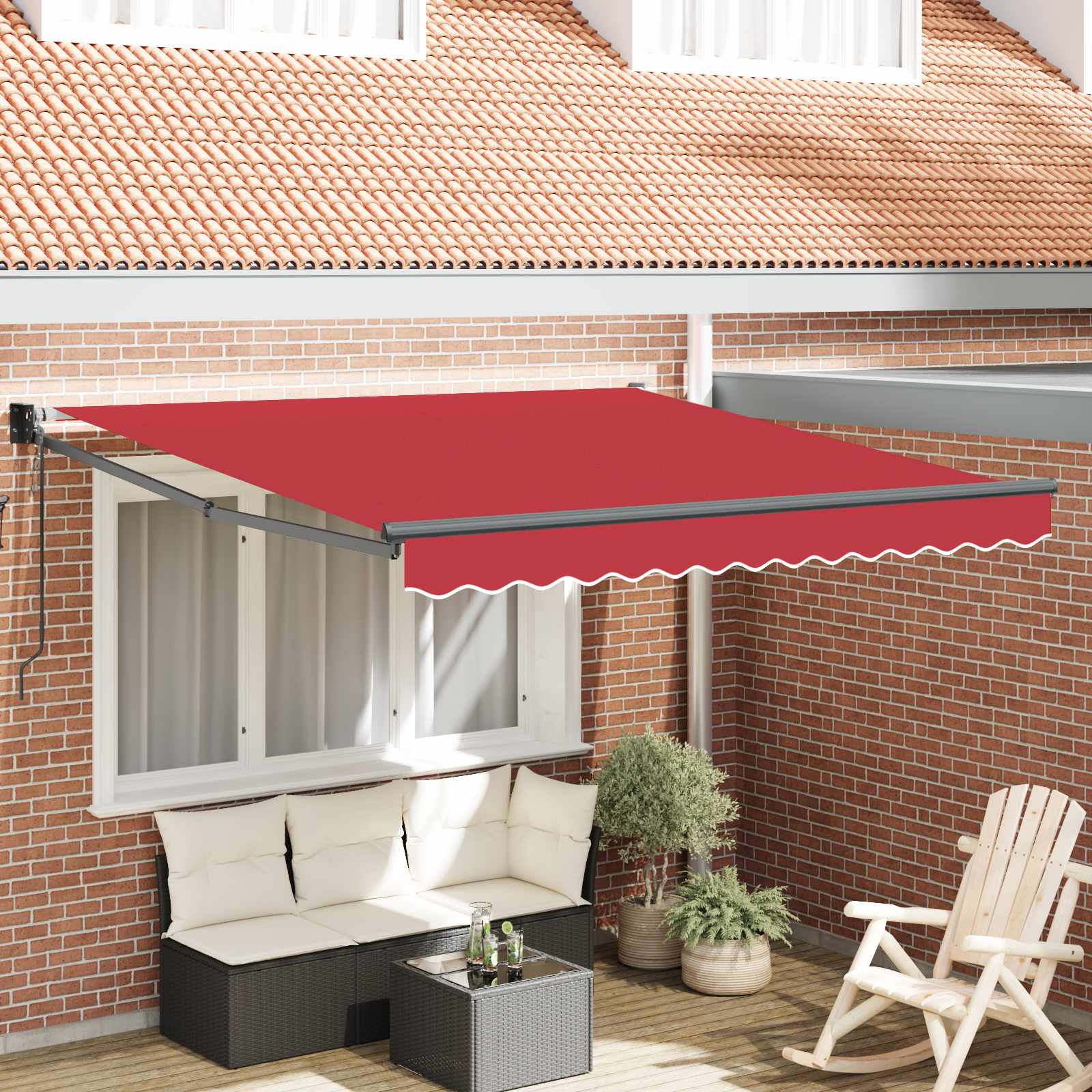 Nadstrešnica Crvena 350 x 250 cm Poliester i metal