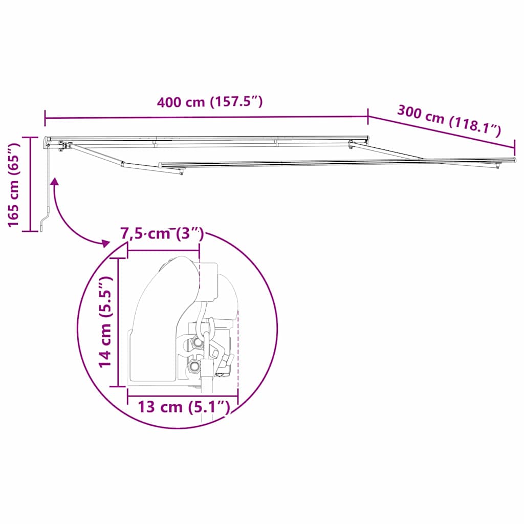 Skrovita tenda Zelena i žuta 400 × 300 cm Poliester i čelik