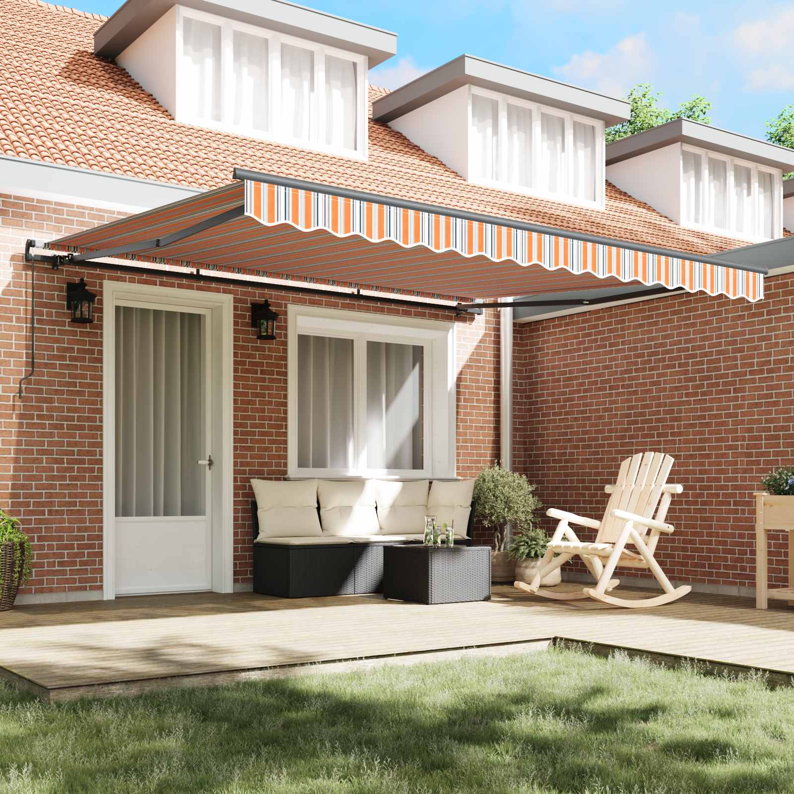 Povlačivi tende Šareni 400 × 350 cm Poliester i aluminij