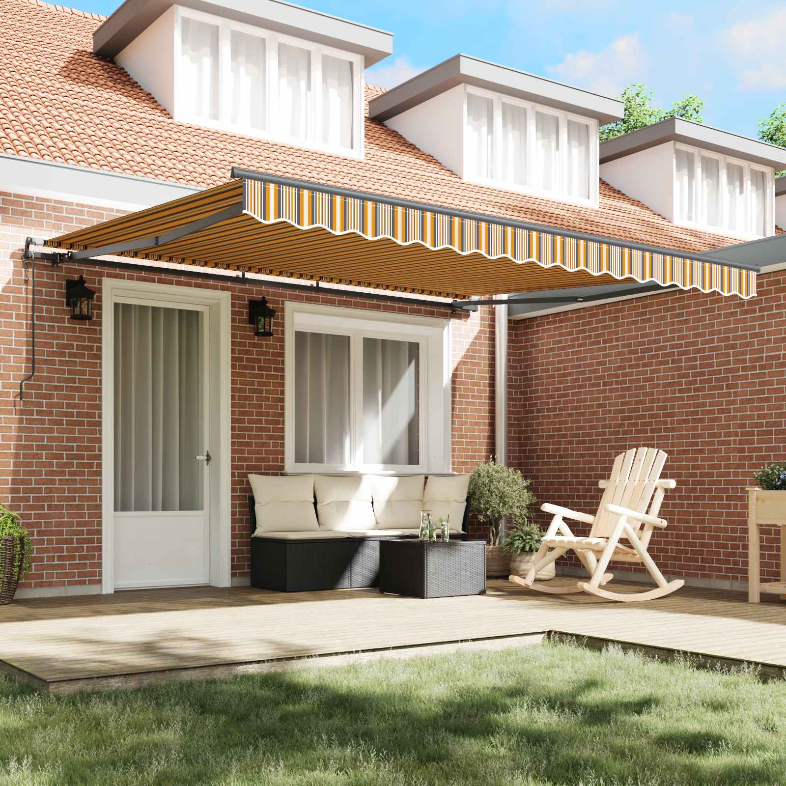 Povlačivi tende Šareni 400 × 350 cm Tkanina i Aluminij