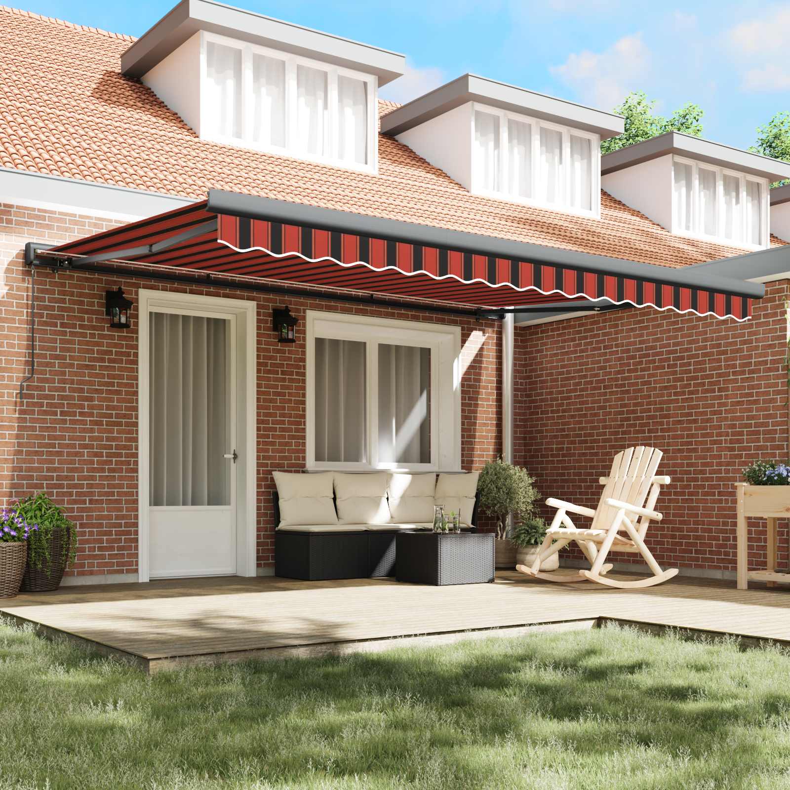 Povlačivi tende Crvena i Crna 450 × 300 cm Platno i Aluminij