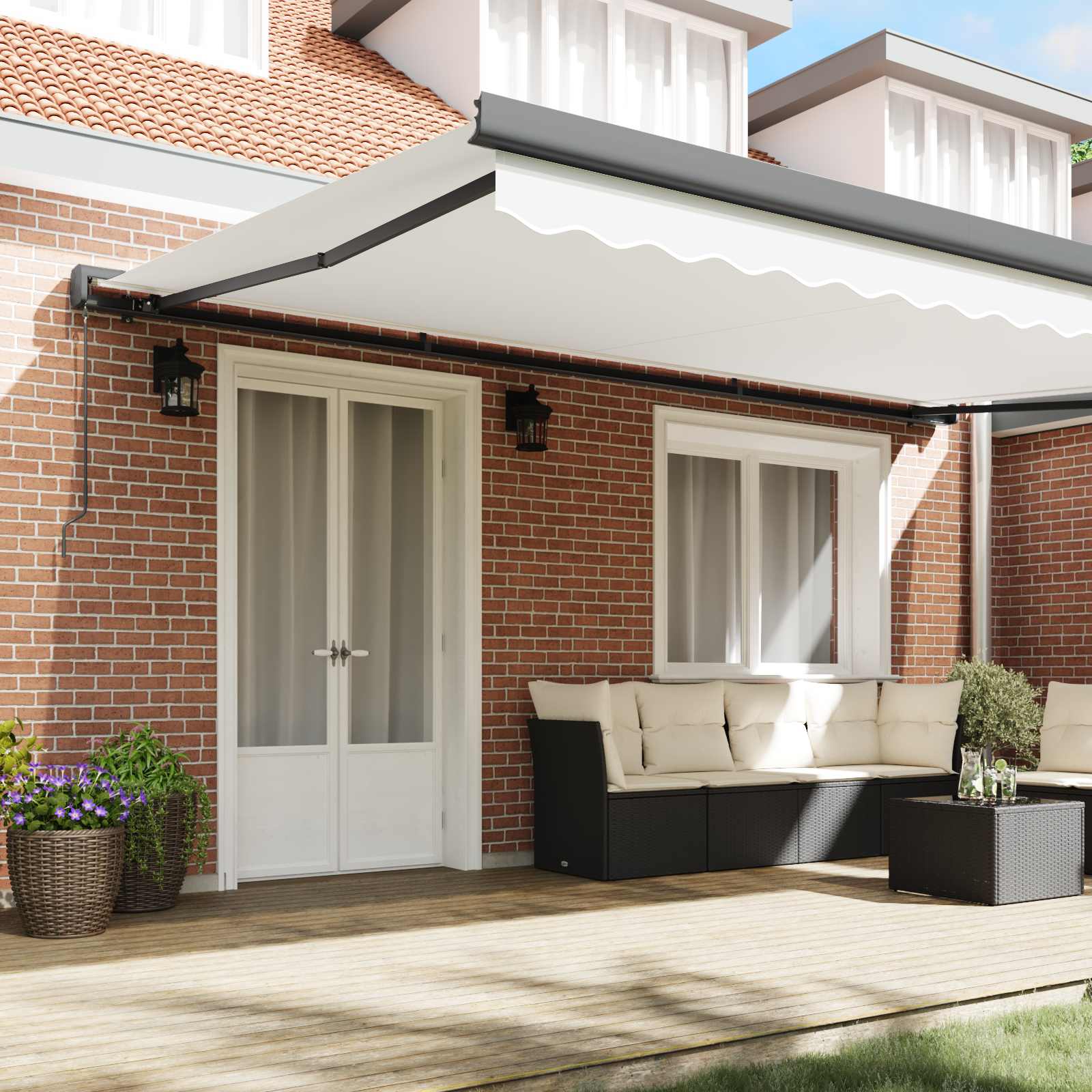 Povlačivi tende Bijela 500 × 300 cm Platno i Aluminij
