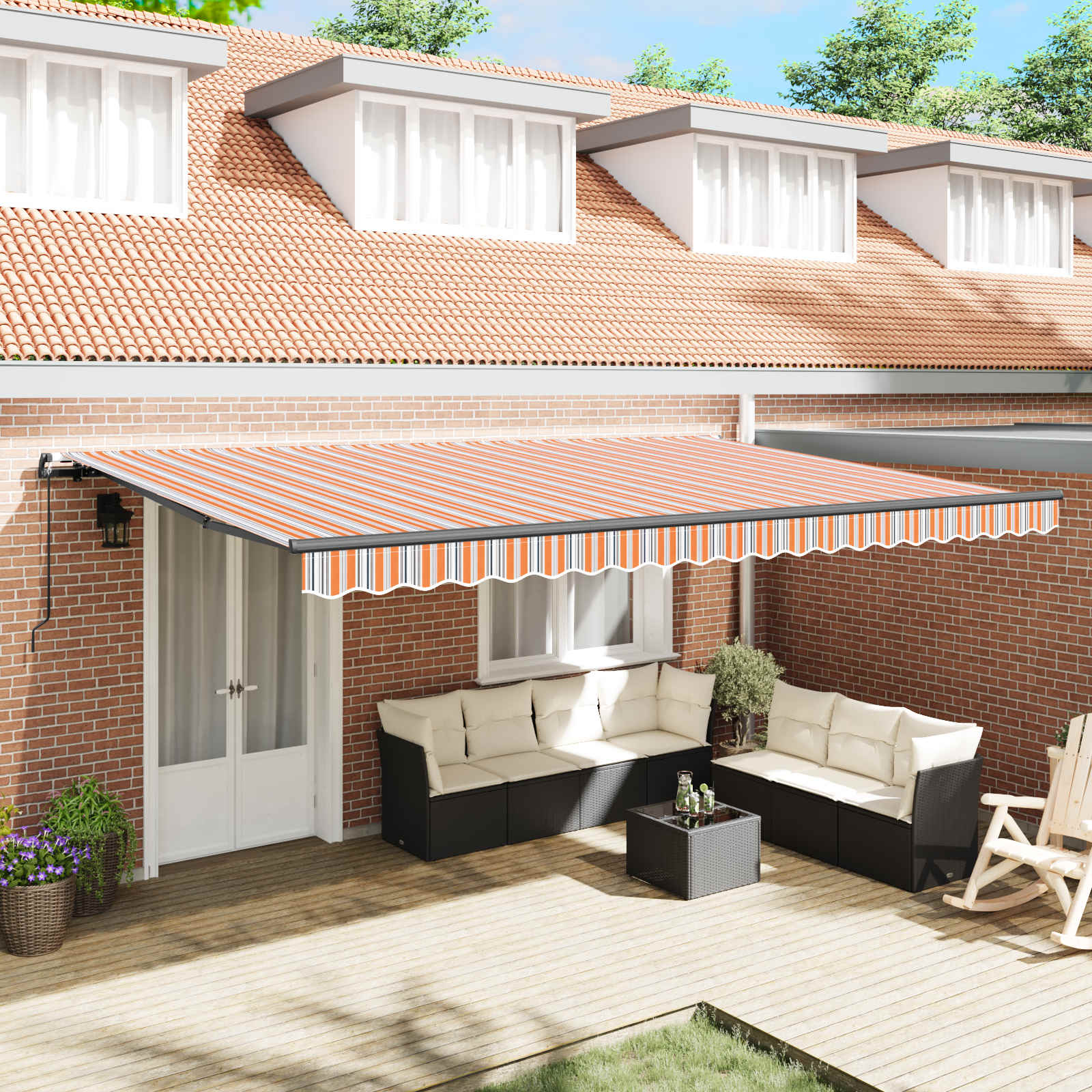 Povlačivi tende Šareni 500 × 350 cm Poliester i aluminij
