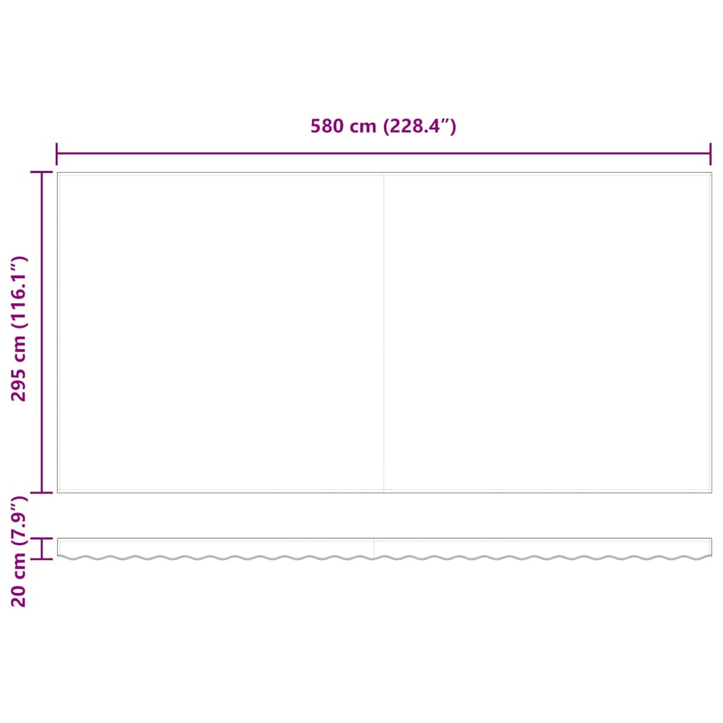 Povlačivi tende Šareni 600 × 300 cm Poliester i aluminij