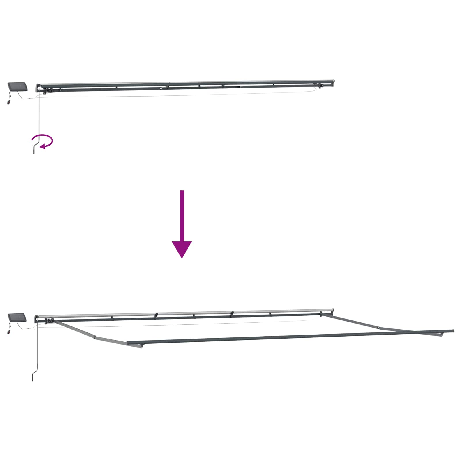 Povlačivi tende Šareni 600 × 300 cm Tkanina i Aluminij