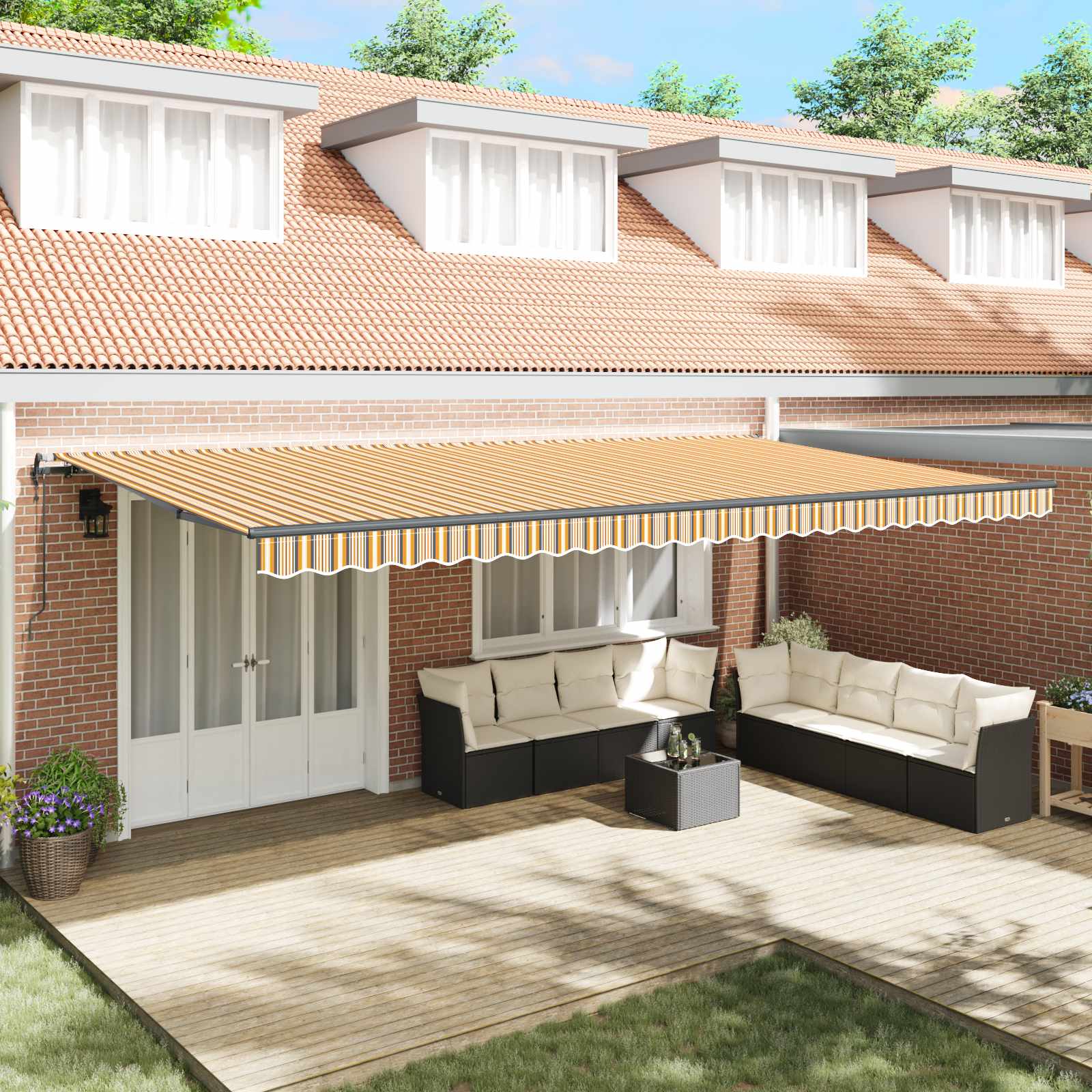 Povlačivi tende Šareni 600 × 300 cm Tkanina i Aluminij