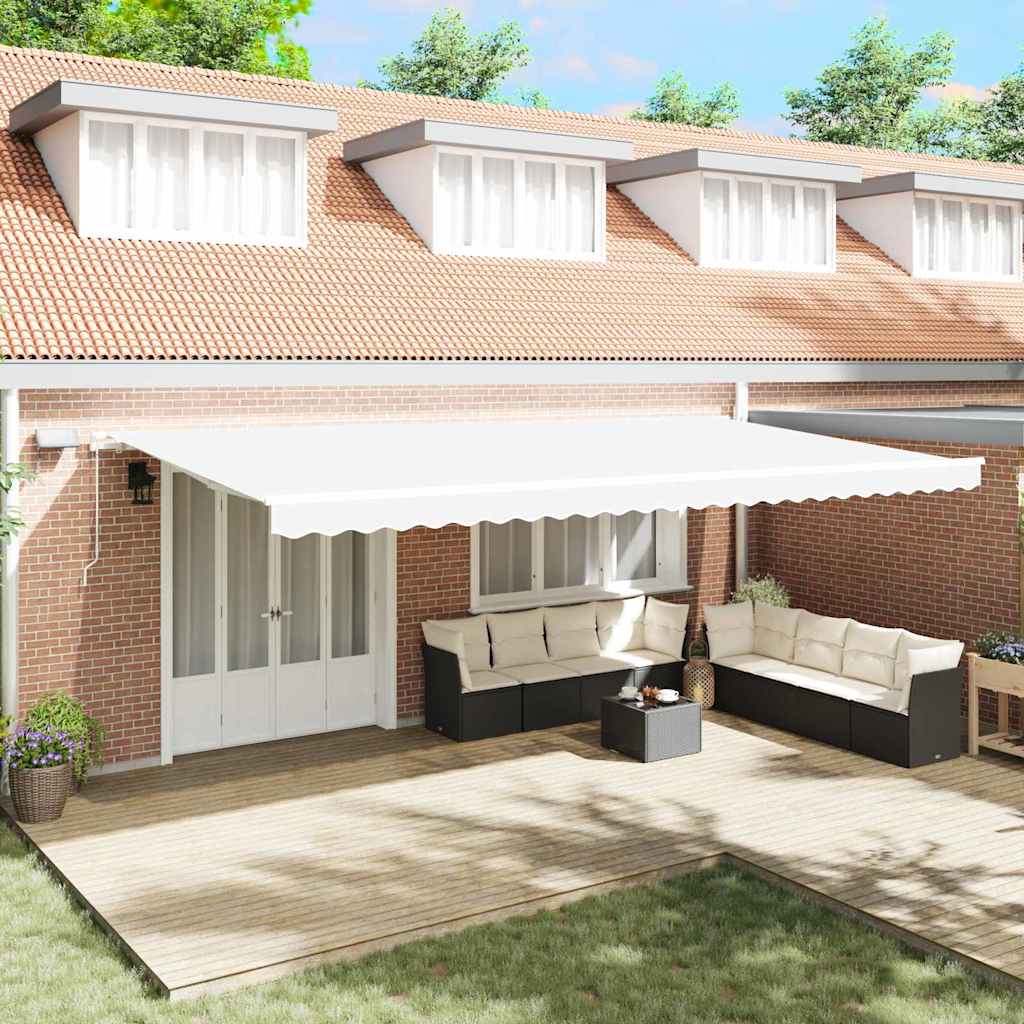 Skrovita tenda Bijelo 600 × 300 cm Tkanina i čelik