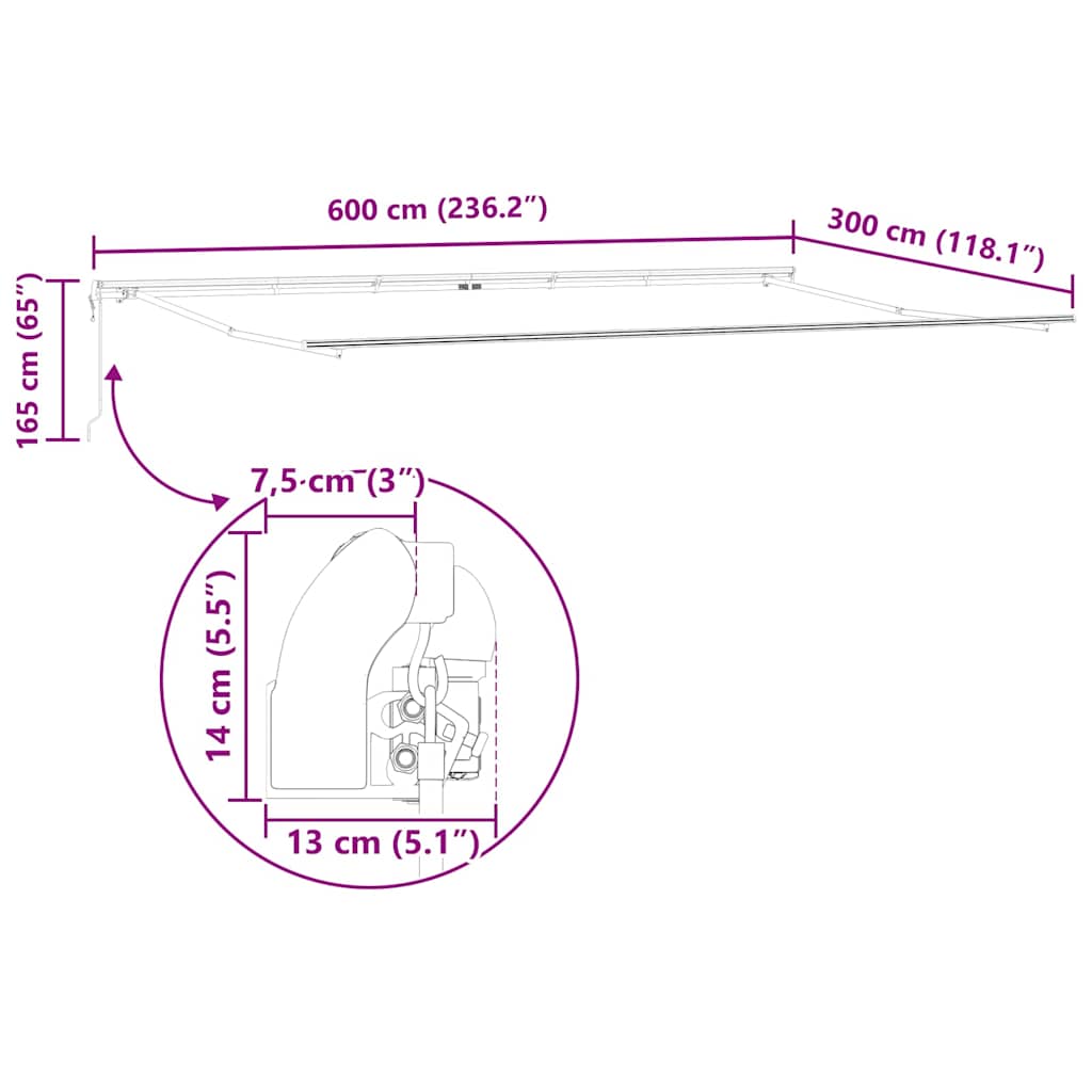 Električna retraktabilna tenda Bijeli 600 × 300 cm