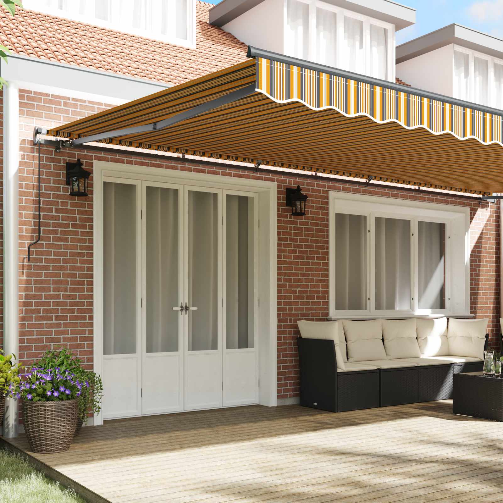 Povlačivi tende Šareni 600 × 350 cm Poliester i aluminij
