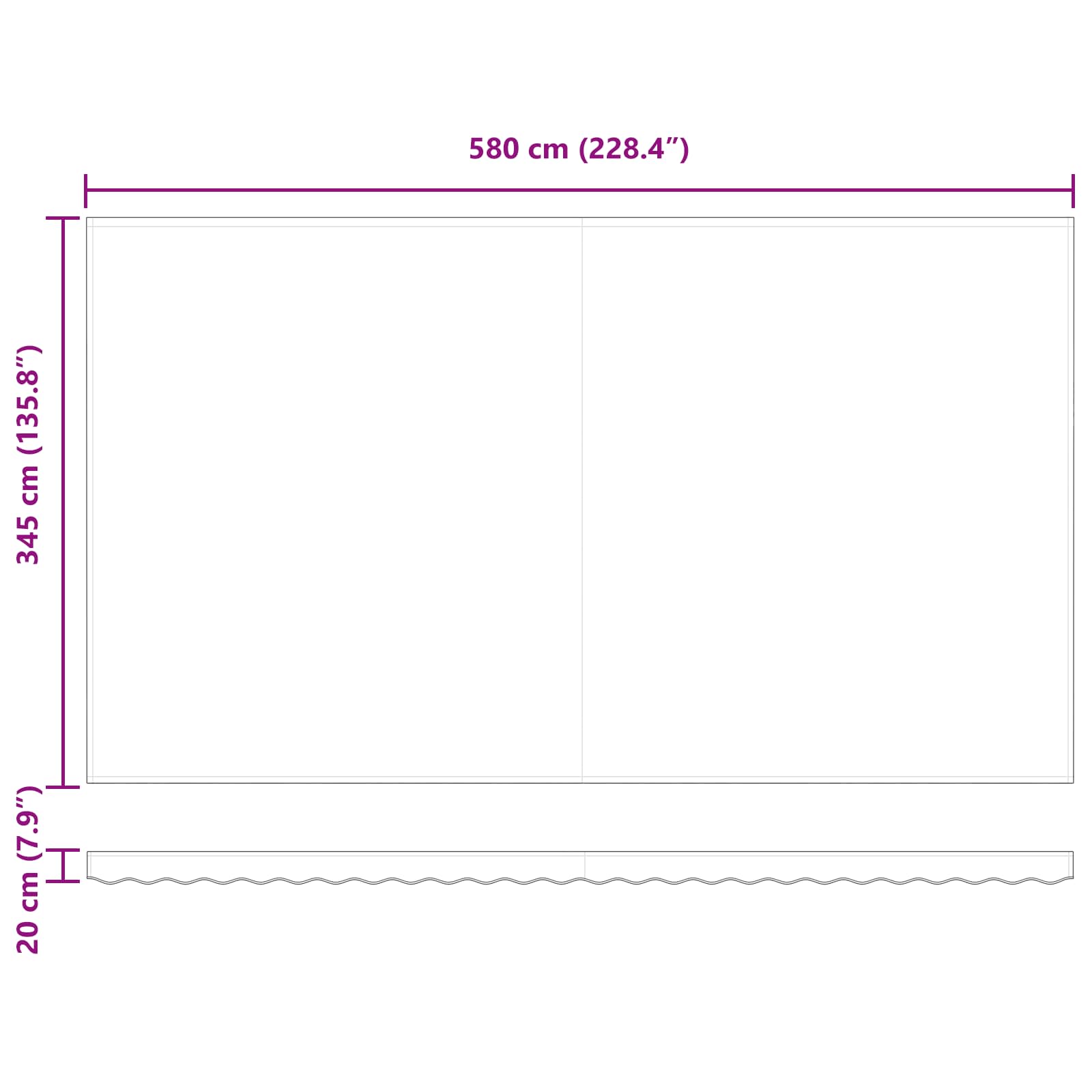 Povlačivi tende Šareni 600 × 350 cm Tkanina i Aluminij