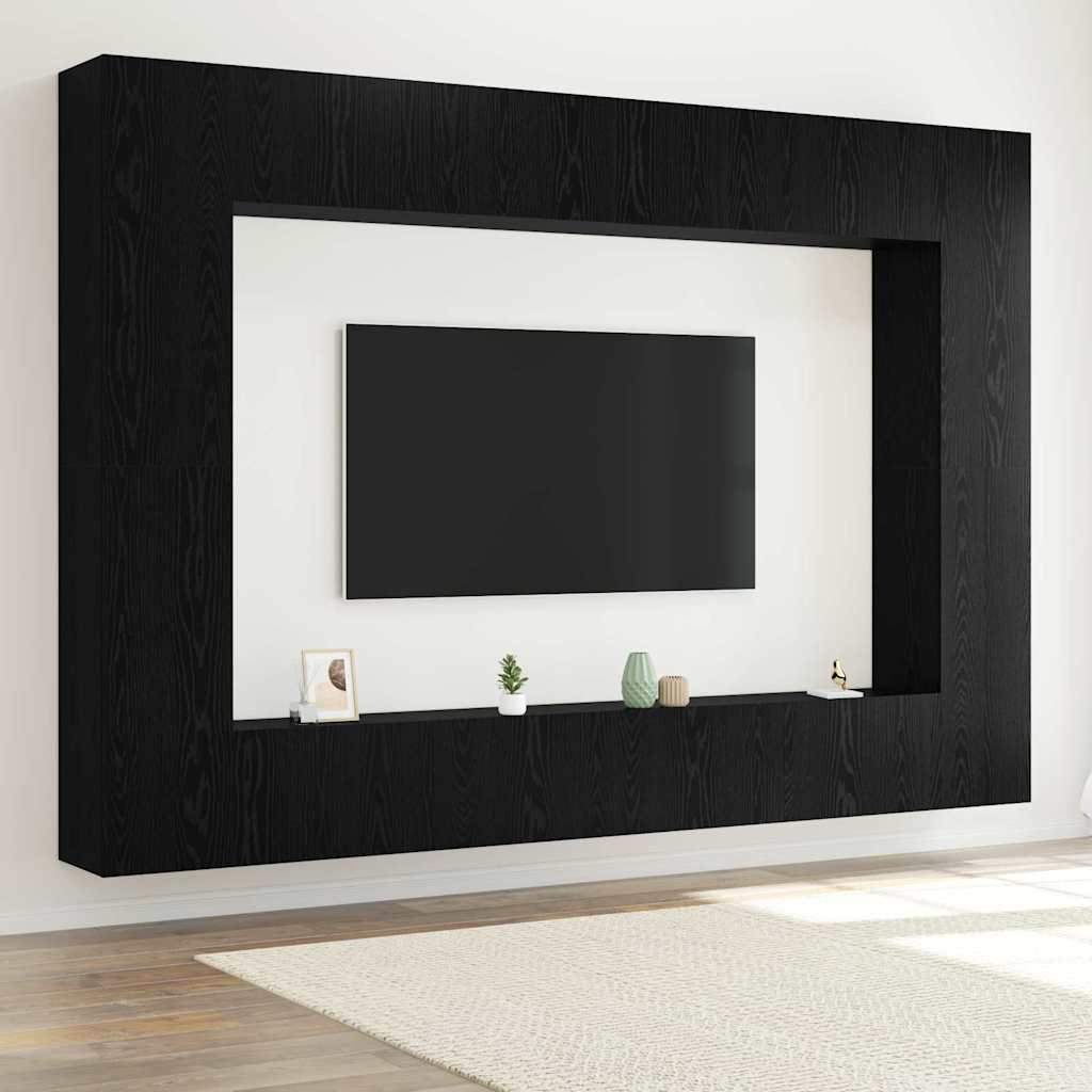 Set TV komoda Zidne 8 pcs Crni hrast 100 x 30 x 30 cm
