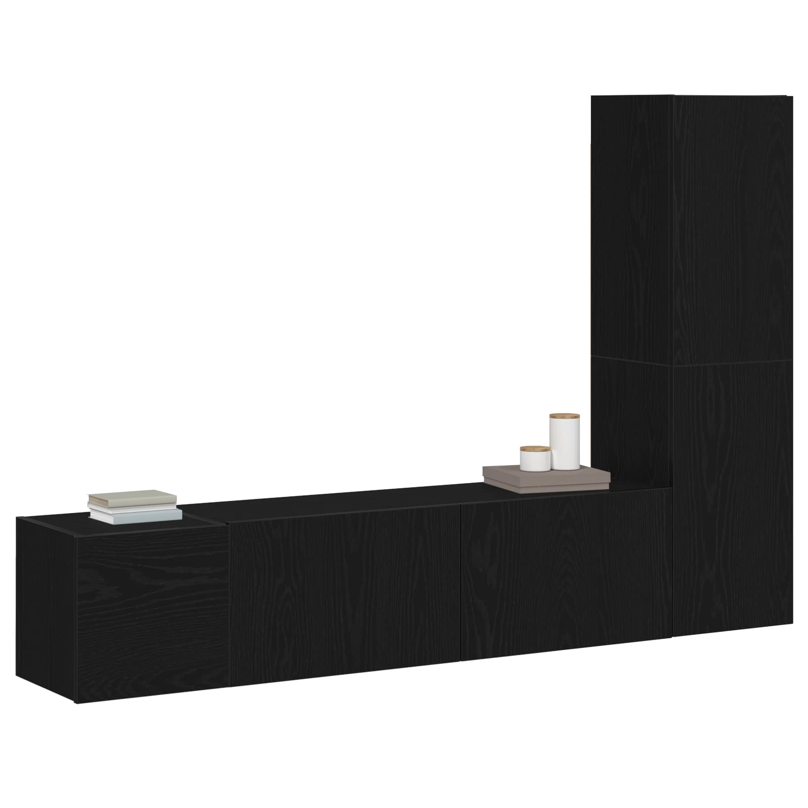 Set TV komoda Zidne 4 pcs Crni hrast 130,5 x 30 x 140 cm
