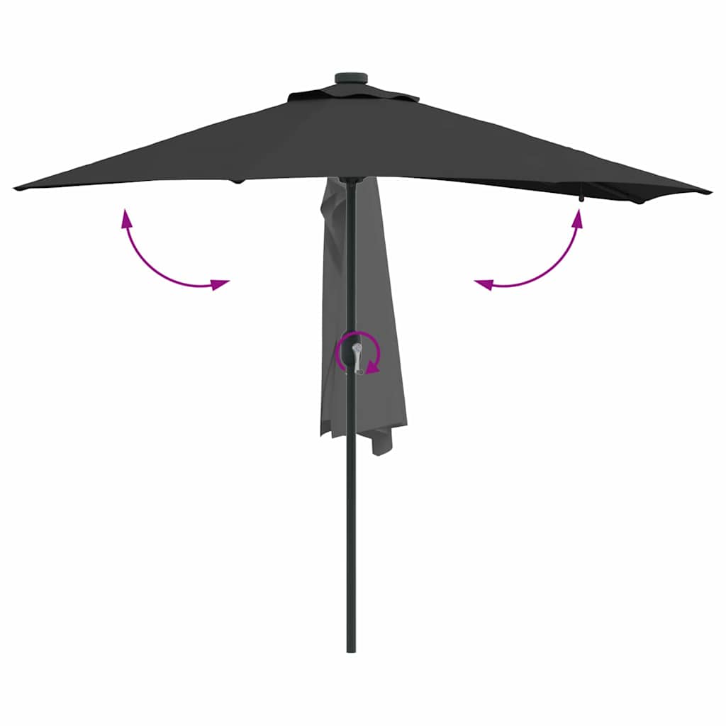 Vrtni suncobran Crna 294 x 150 x 223 cm Poliester i čelik