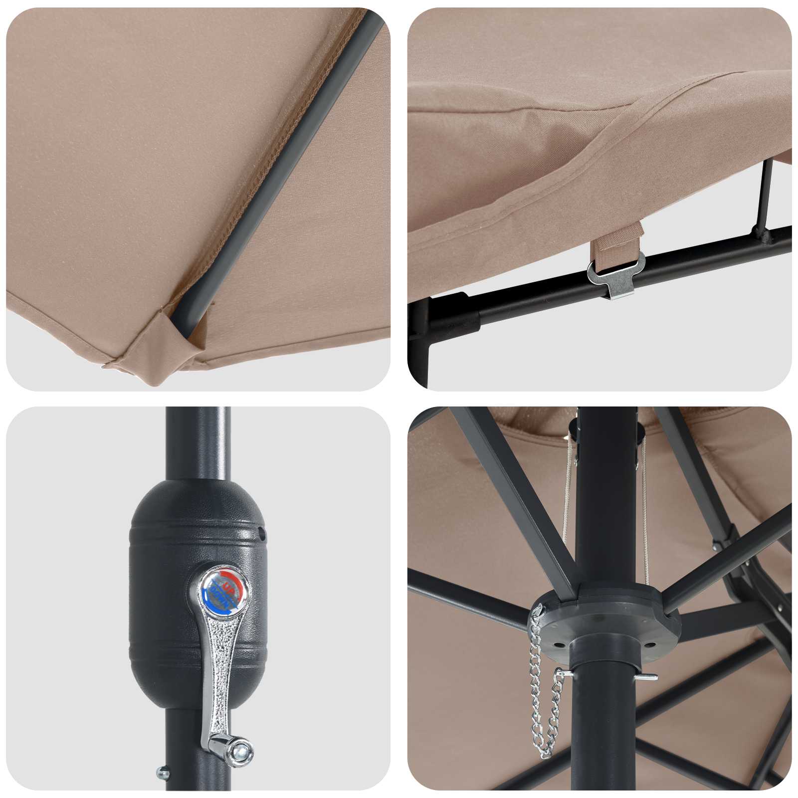 Vrtni suncobran Sivo-smeđa 385 x 209 x 244 cm Poliester