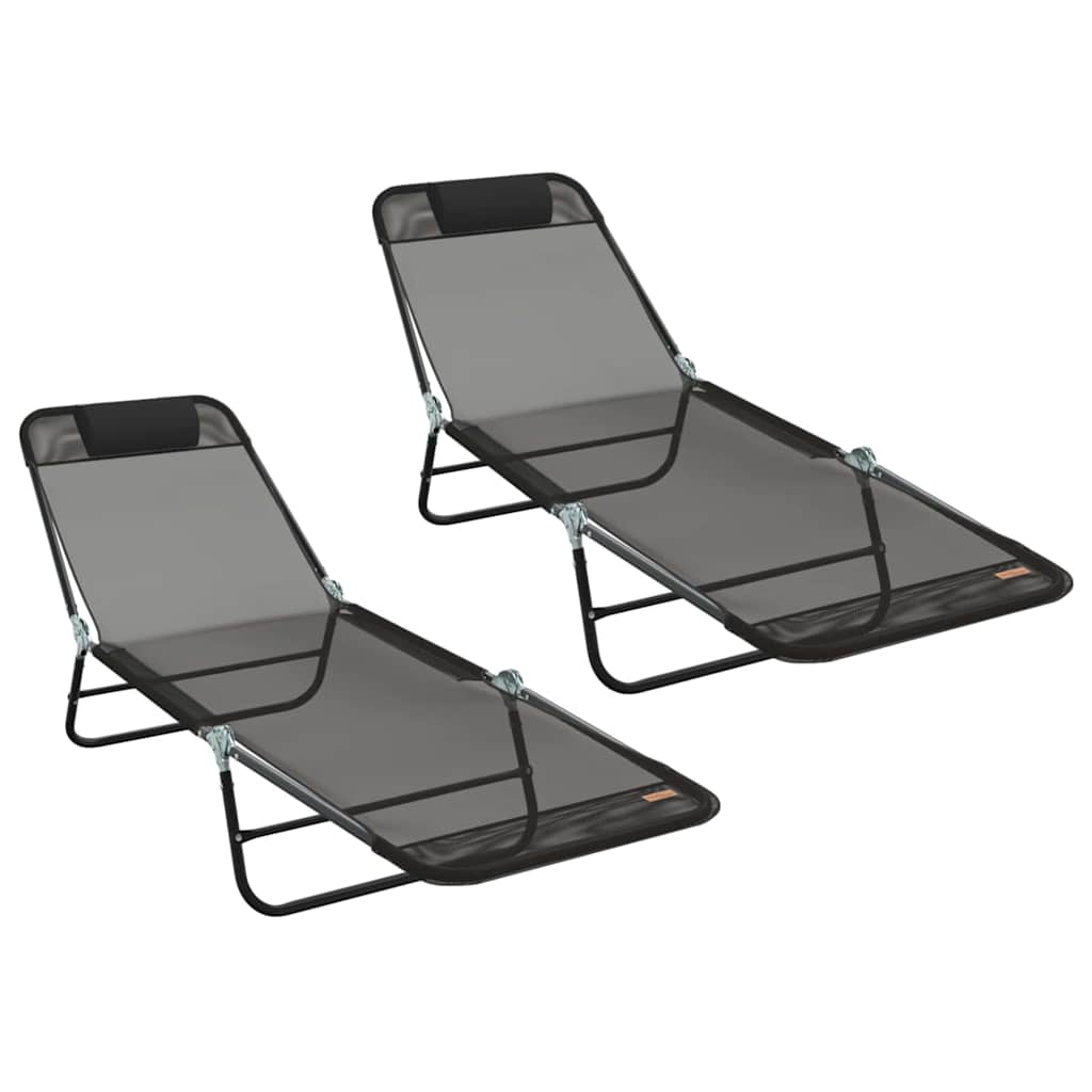 Sklopiva ležaljka za sunčanje 2 pcs Crna 182 x 55 x 85,5 cm