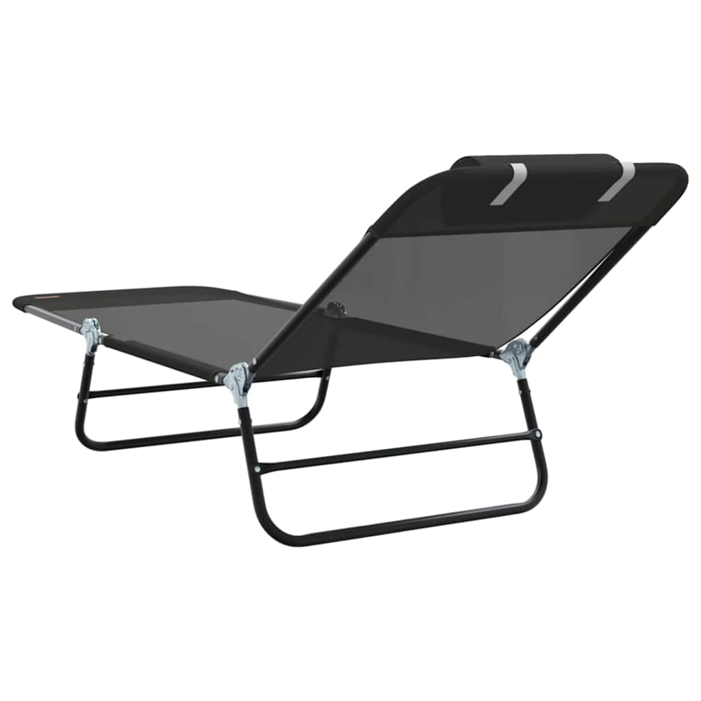 Sklopiva ležaljka za sunčanje 2 pcs Crna 182 x 55 x 85,5 cm