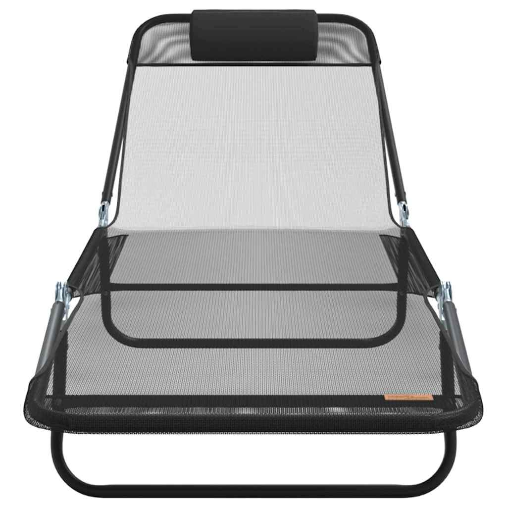 Sklopiva ležaljka za sunčanje 2 pcs Crna 182 x 55 x 85,5 cm