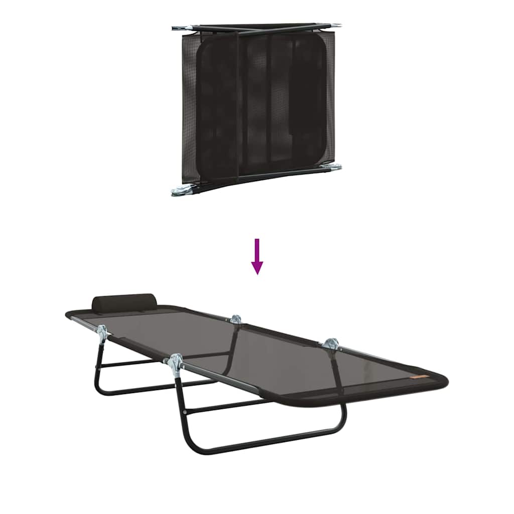 Sklopiva ležaljka za sunčanje 2 pcs Crna 182 x 55 x 85,5 cm
