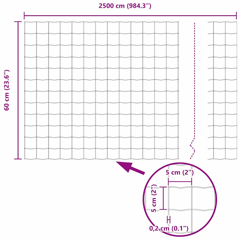 Euro ograda 0,6 x 25 m Željezo prekriveno PVC-om