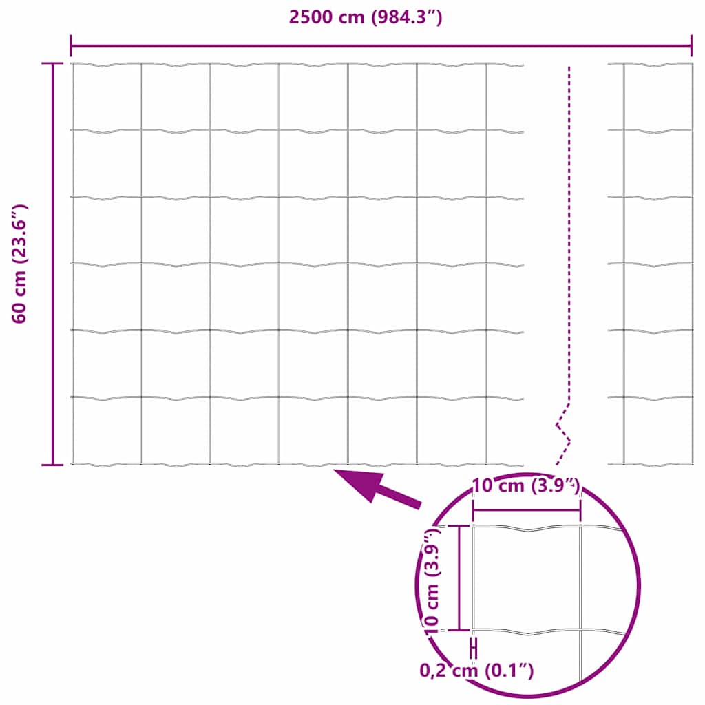 Euro ograda 0,6 x 25 m Željezo prekriveno PVC-om