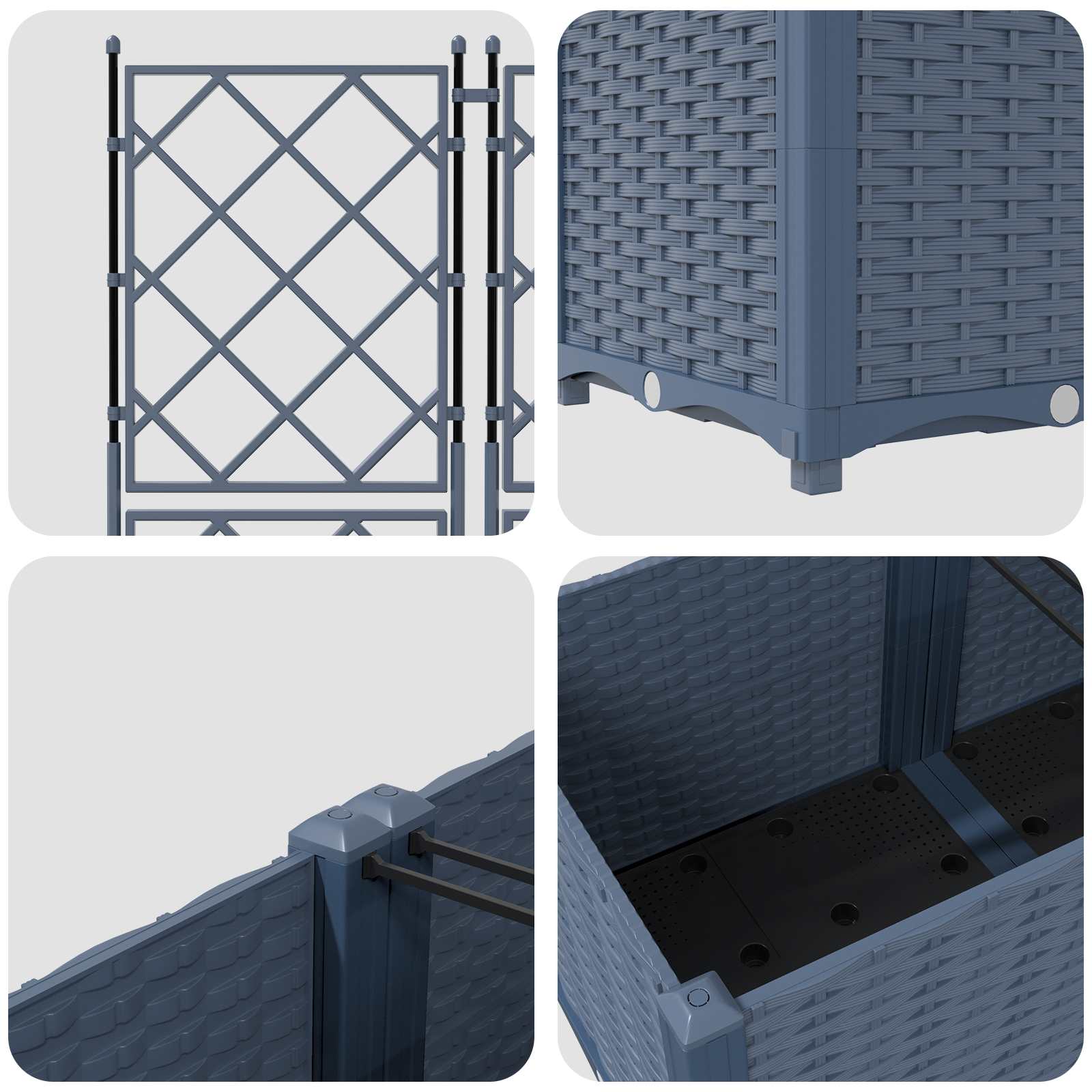 Vrtna saksija 3 pcs Sivi 120 x 40 x 143 cm Plastika