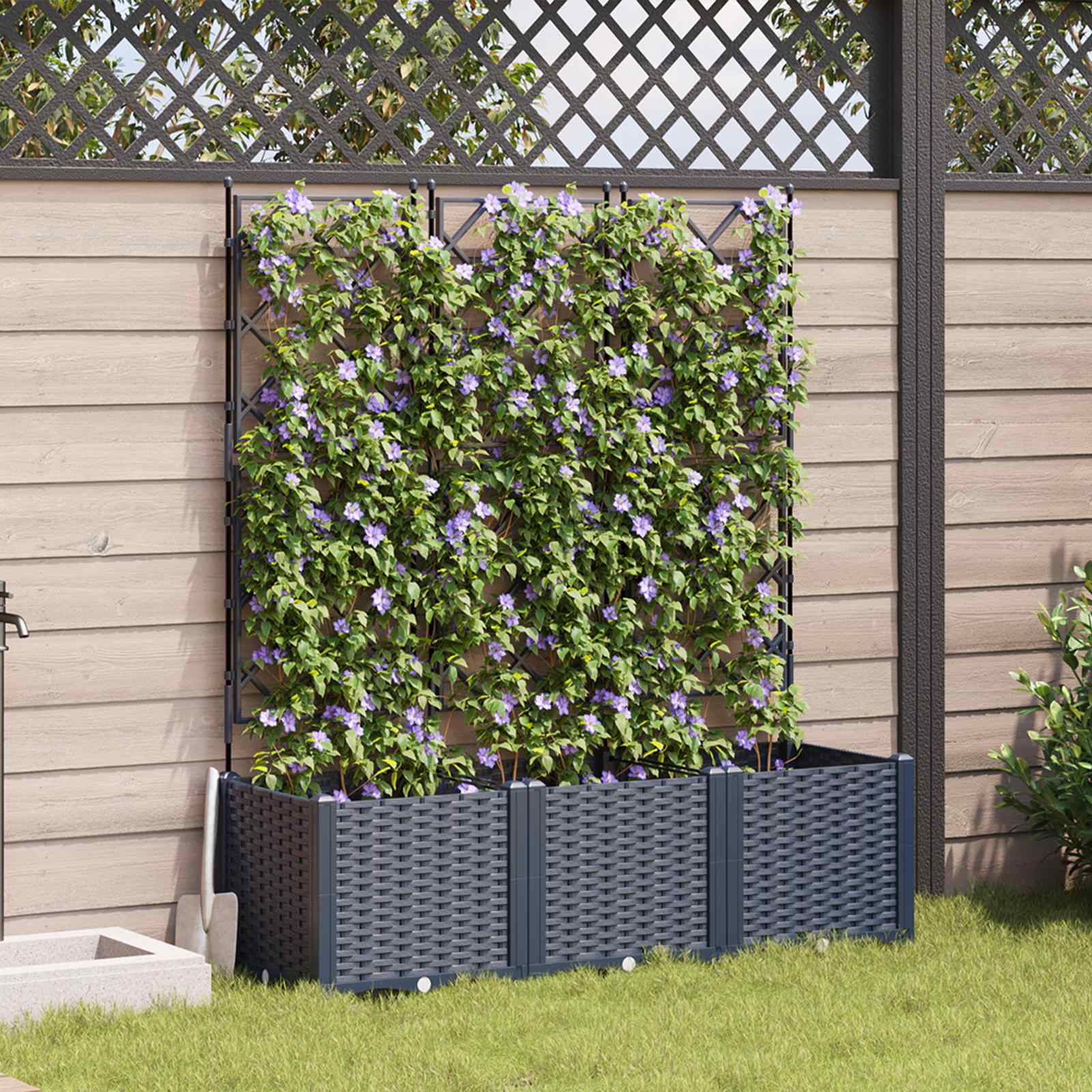 Vrtna saksija 3 pcs Sivi 120 x 40 x 143 cm Plastika