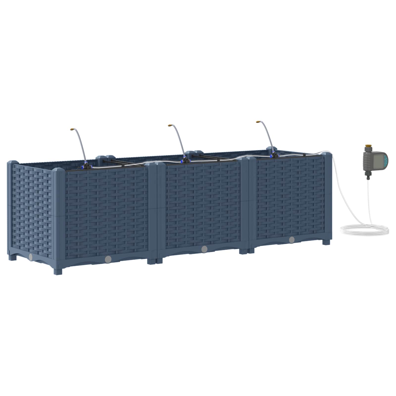 Vrtna saksija 3 pcs Sivi 120 x 40 x 37,5 cm Plastika