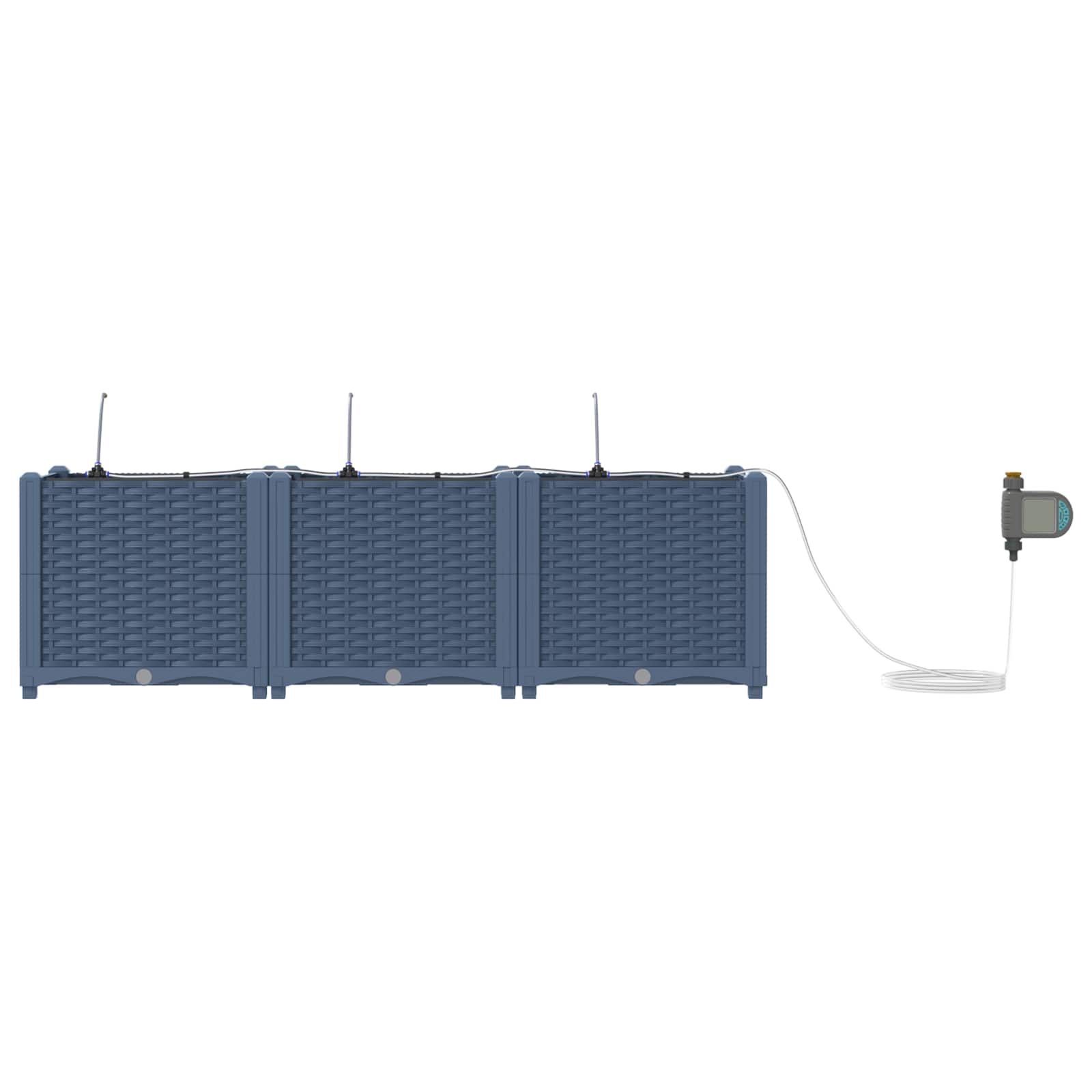Vrtna saksija 3 pcs Sivi 120 x 40 x 37,5 cm Plastika
