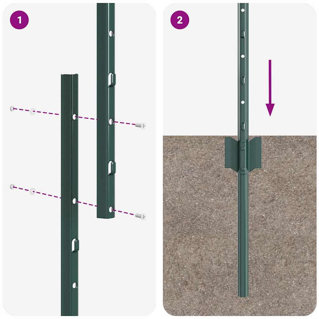 Stup za ogradu 11 pcs Zelena 120 cm Čelik
