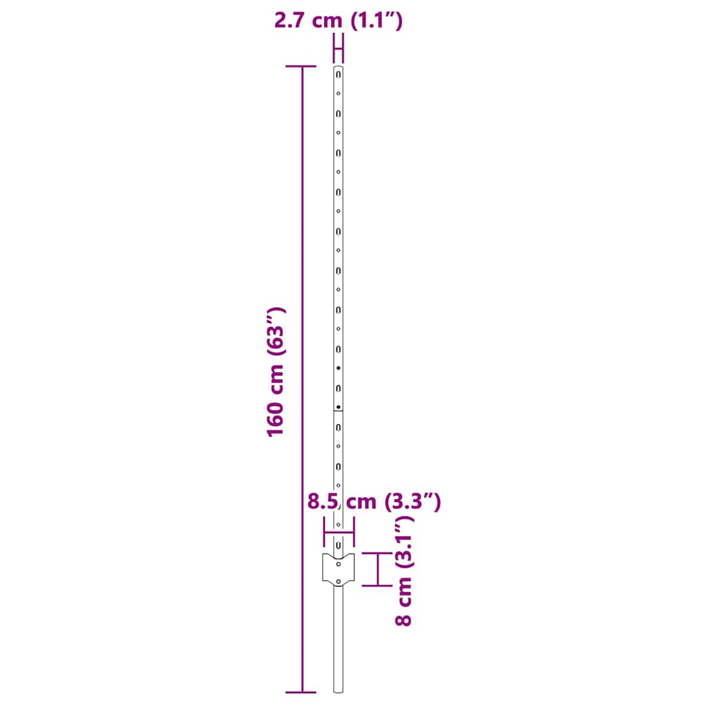 Stup za ogradu 11 pcs Zelena 120 cm Čelik