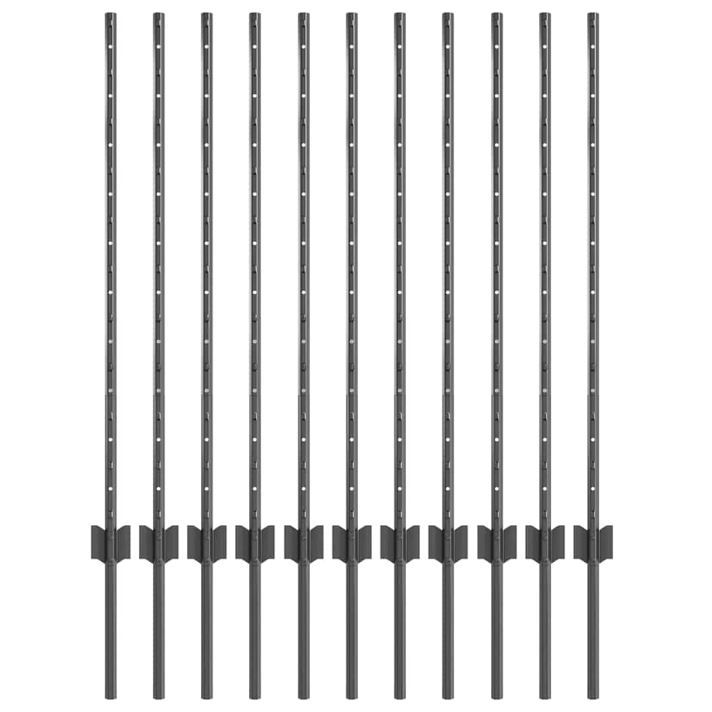 Stup za ogradu 11 pcs Siva 100 cm Čelik