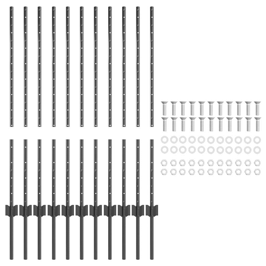 Stup za ogradu 11 pcs Siva 100 cm Čelik
